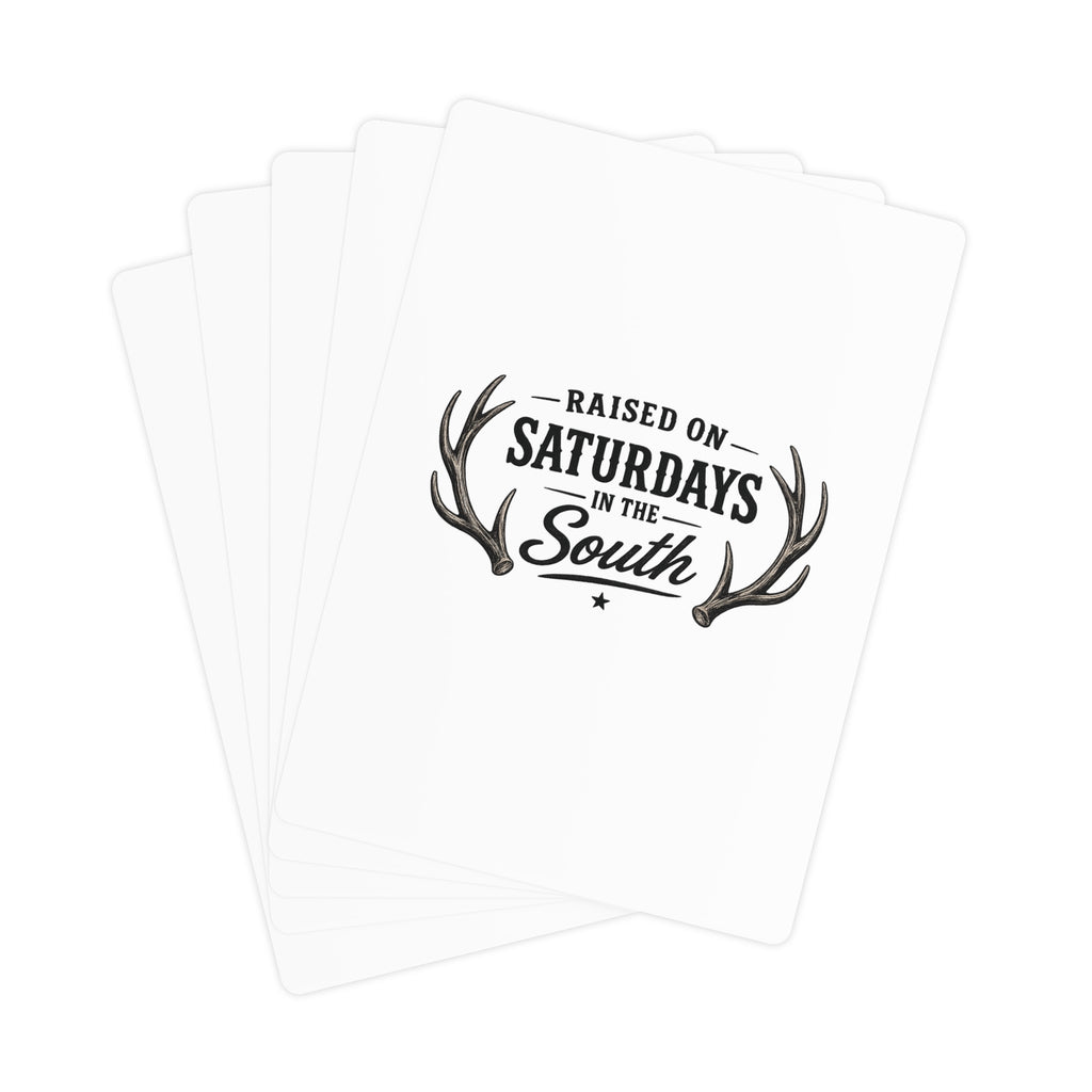 Raised On Saturdays In The South Poker Cards (white)