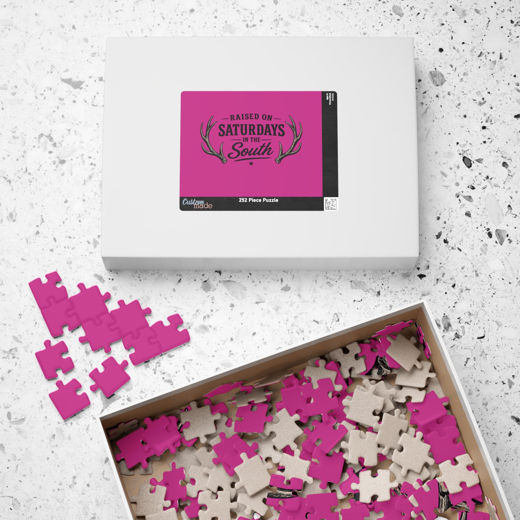 “Raised on Saturdays in the South” jigsaw puzzle-(purple)