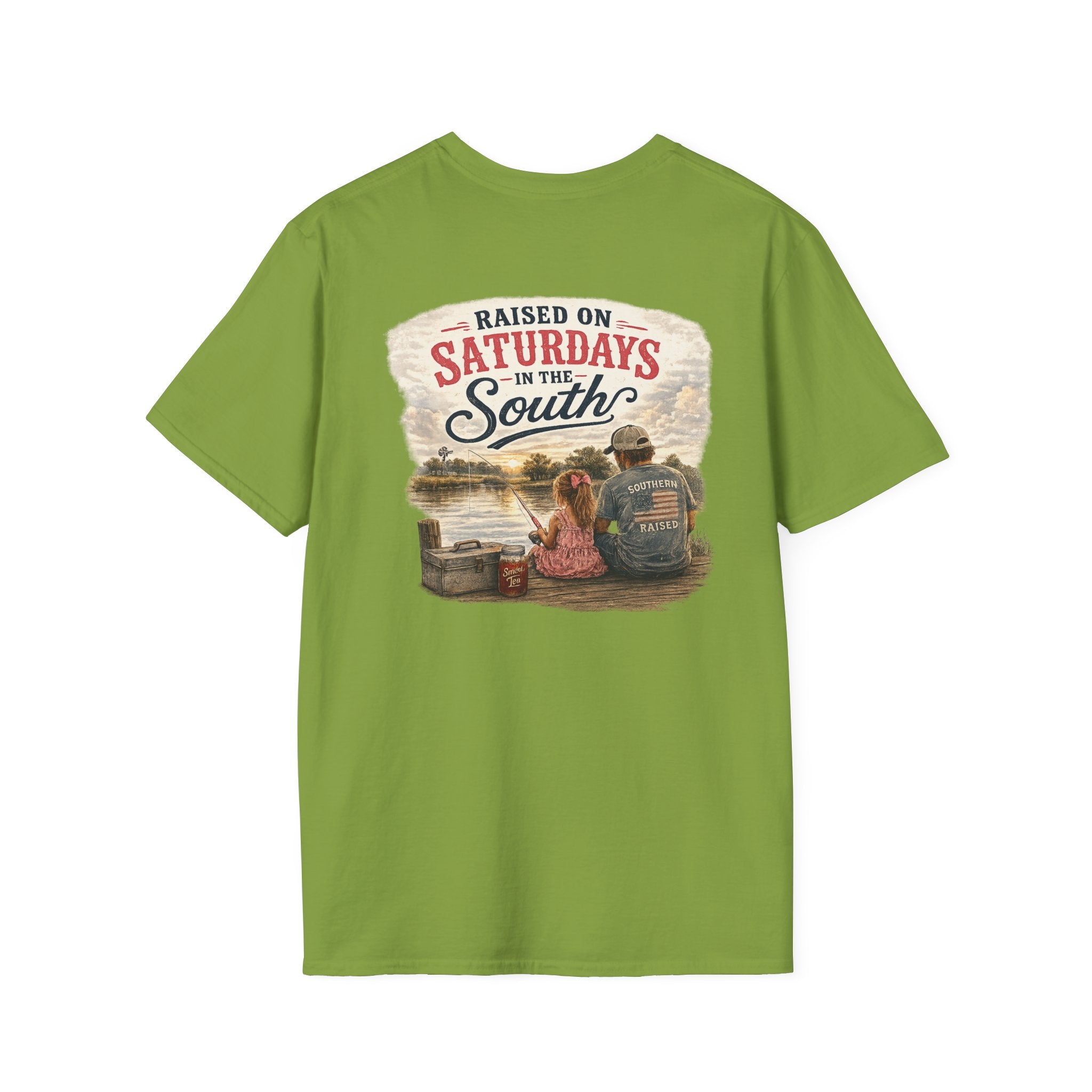 Raised On Saturdays In The South Vintage T-Shirt-Girl Dad Fishing Buddy-Father's Day Collection