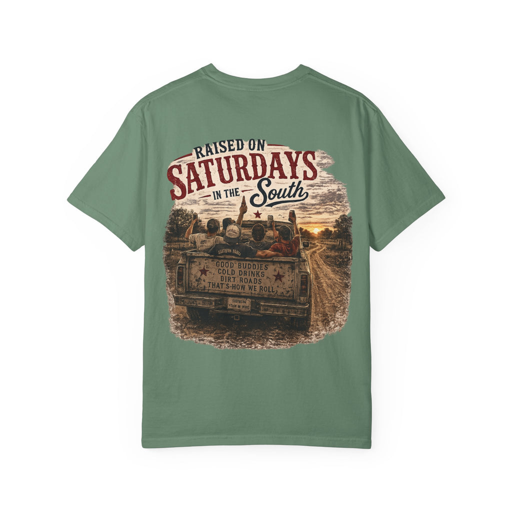 Raised On Saturdays In The South T‑Shirt — Good Riding Buddies Men's