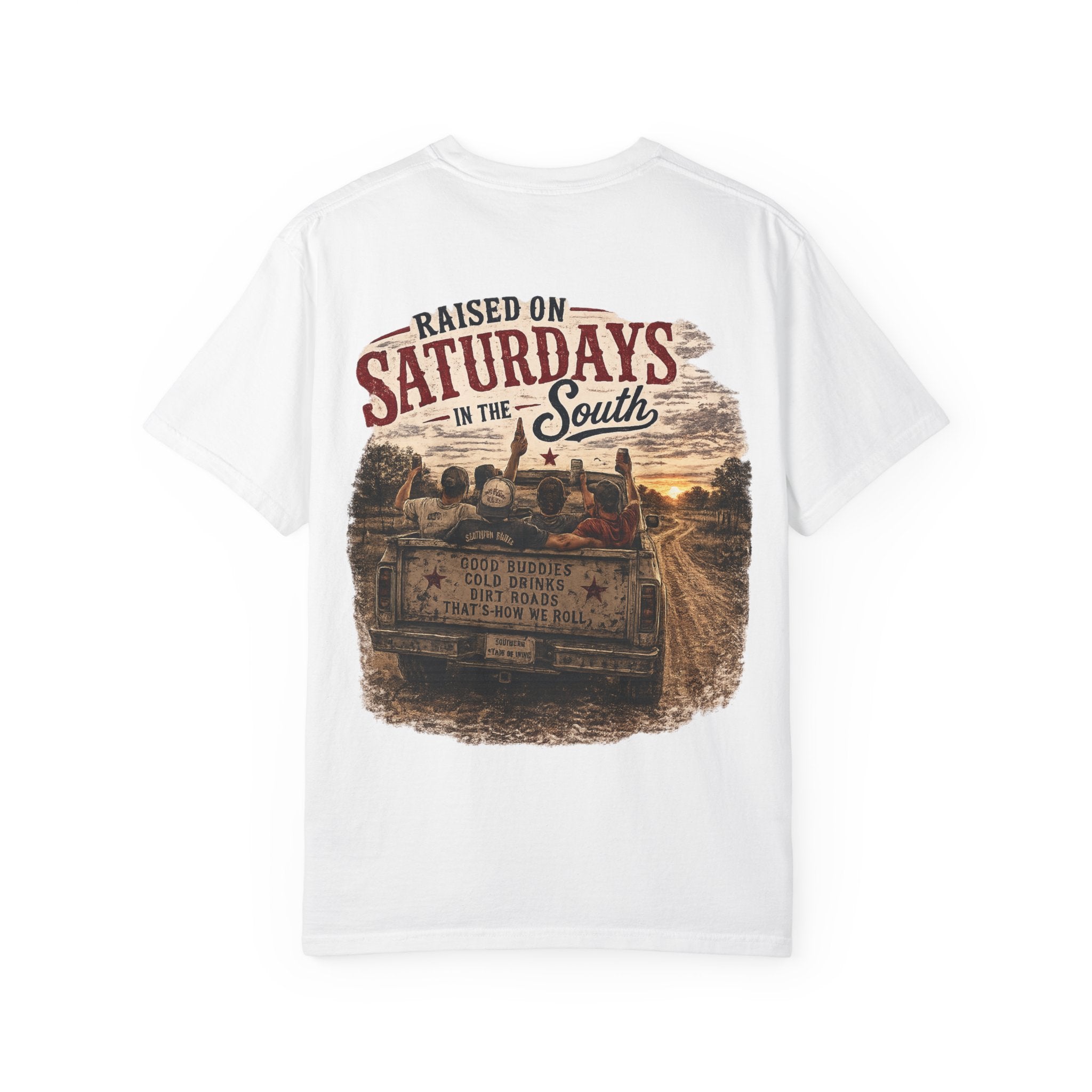 Raised On Saturdays In The South T‑Shirt — Good Riding Buddies Men's