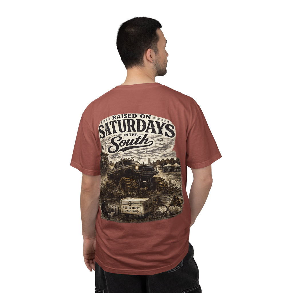 Raised On Saturdays In The South T-Shirt- Mud Park Saturdays