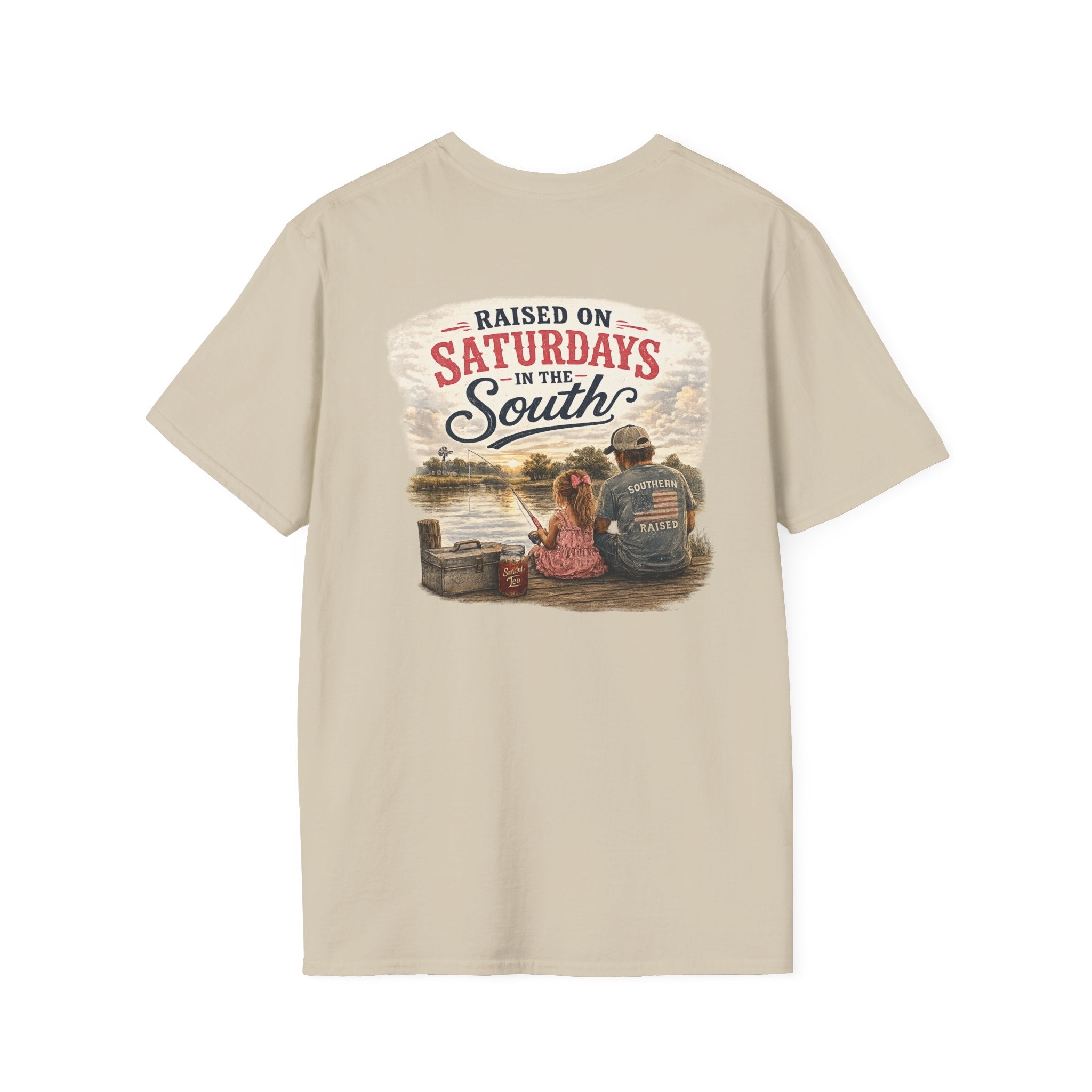 Raised On Saturdays In The South Vintage T-Shirt-Girl Dad Fishing Buddy-Father's Day Collection