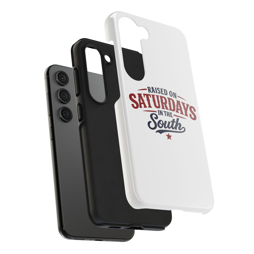 Raised On Saturdays In The South Phone Case- (white)