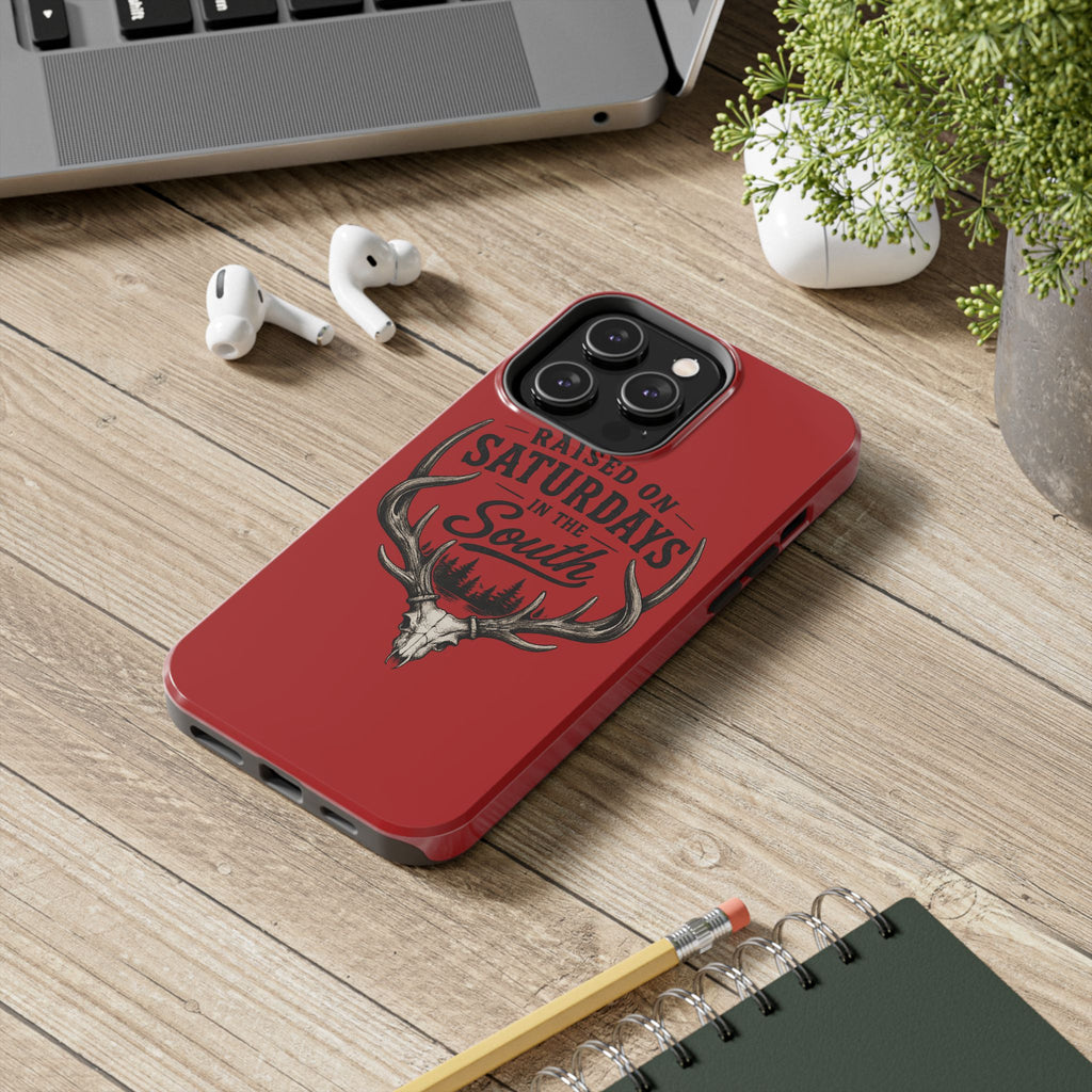 Raised On Saturdays In The South Phone Case-Spread Runs Deep In The Woods-(red)