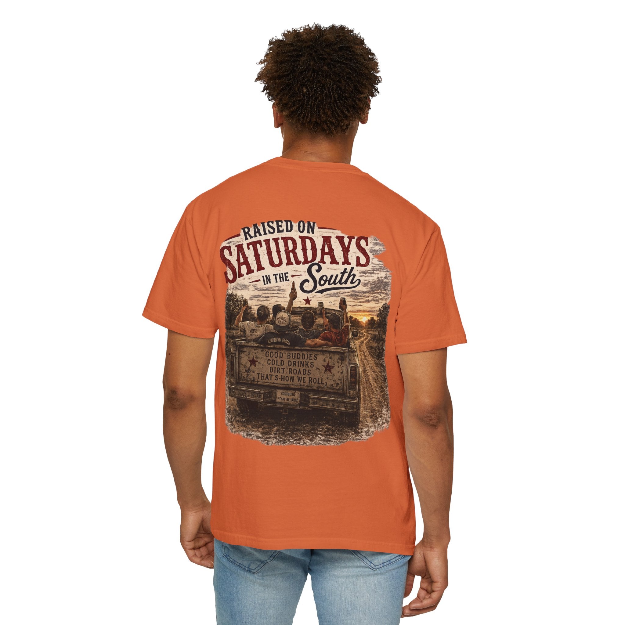 Raised On Saturdays In The South T‑Shirt — Good Riding Buddies Men's