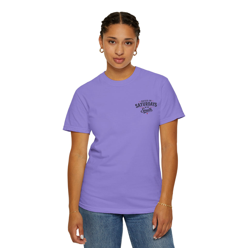 Raised On Saturdays In The South T-Shirt — Country Farm Girl Sunset