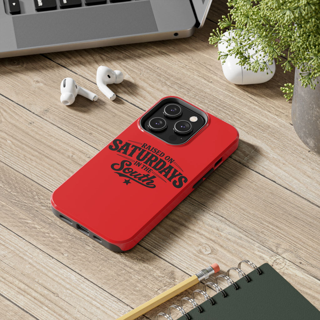 Raised On Saturdays In The South Phone Case-(red)