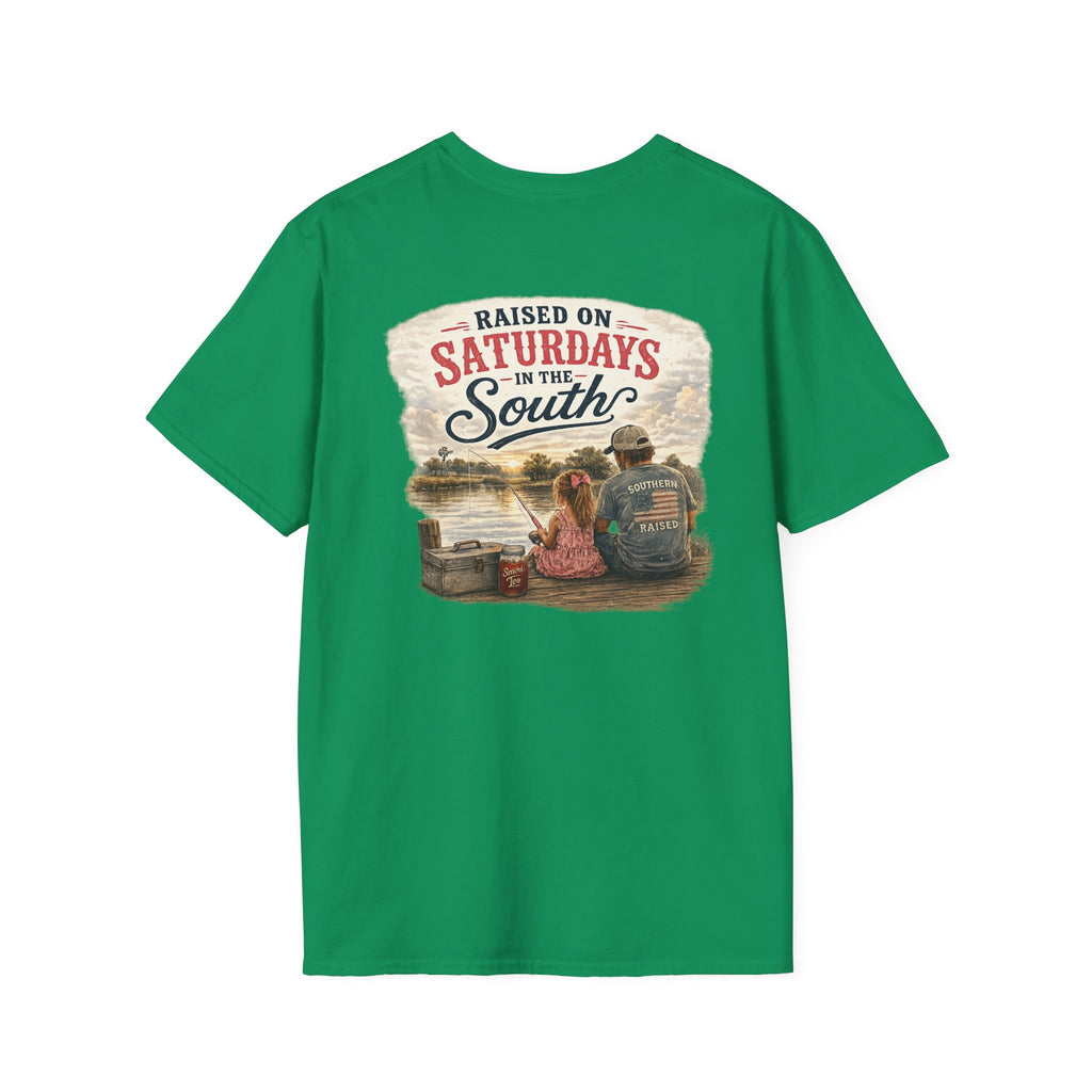 Raised On Saturdays In The South Vintage T-Shirt-Girl Dad Fishing Buddy-Father's Day Collection