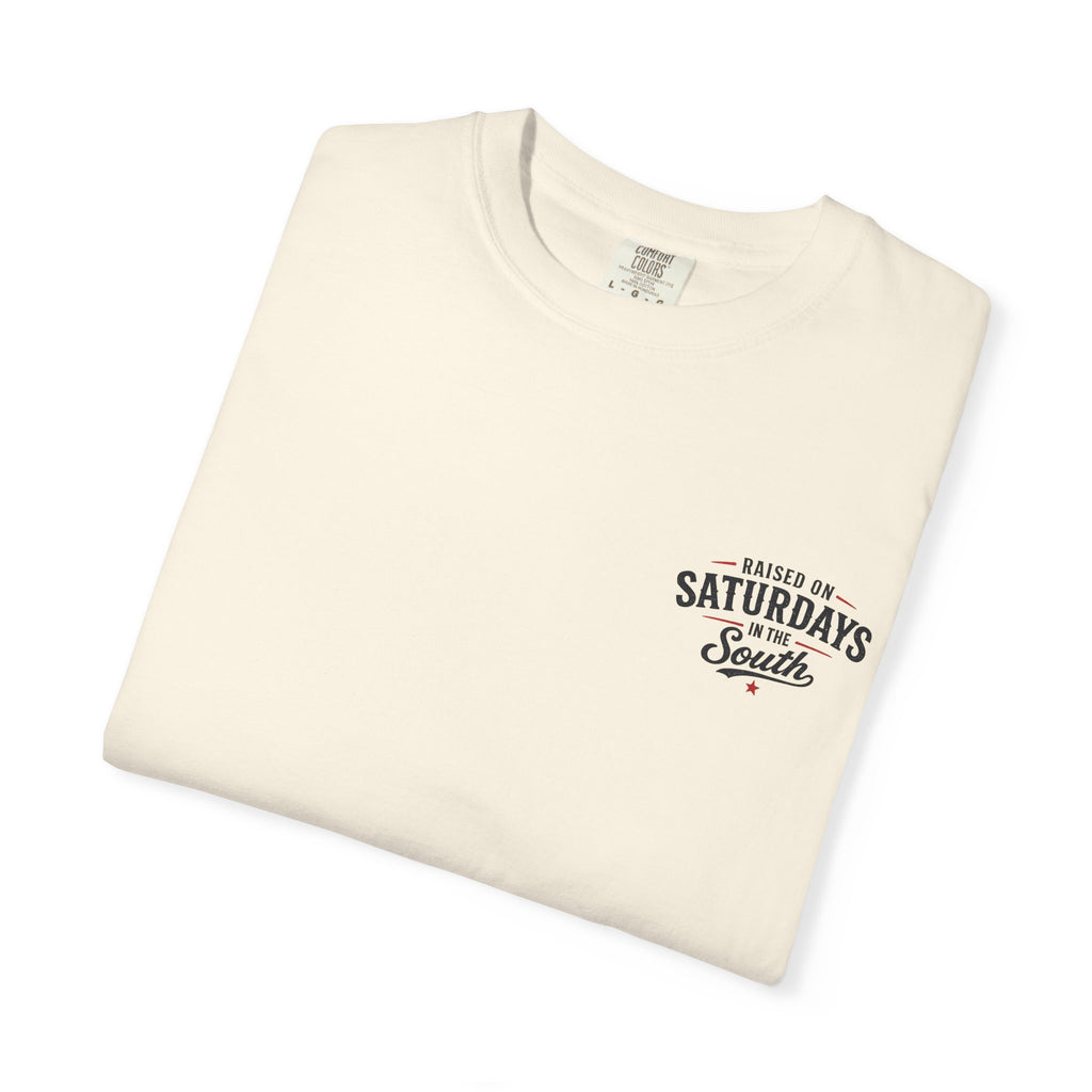 Raised On Saturdays In The South T-Shirt — Country Farm Girl Sunset