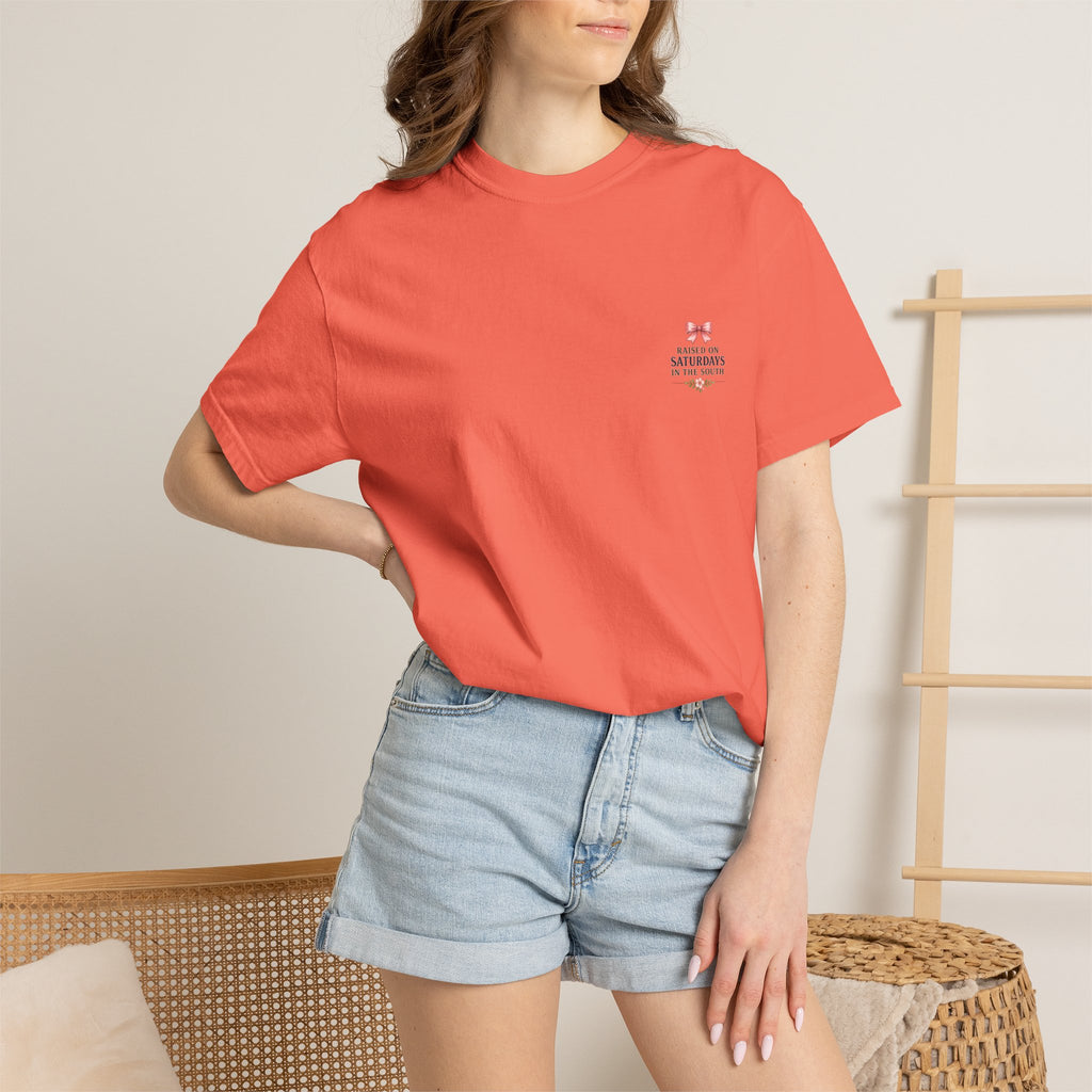 Raised On Saturdays In The South T-Shirt — Rustic Highland Cow