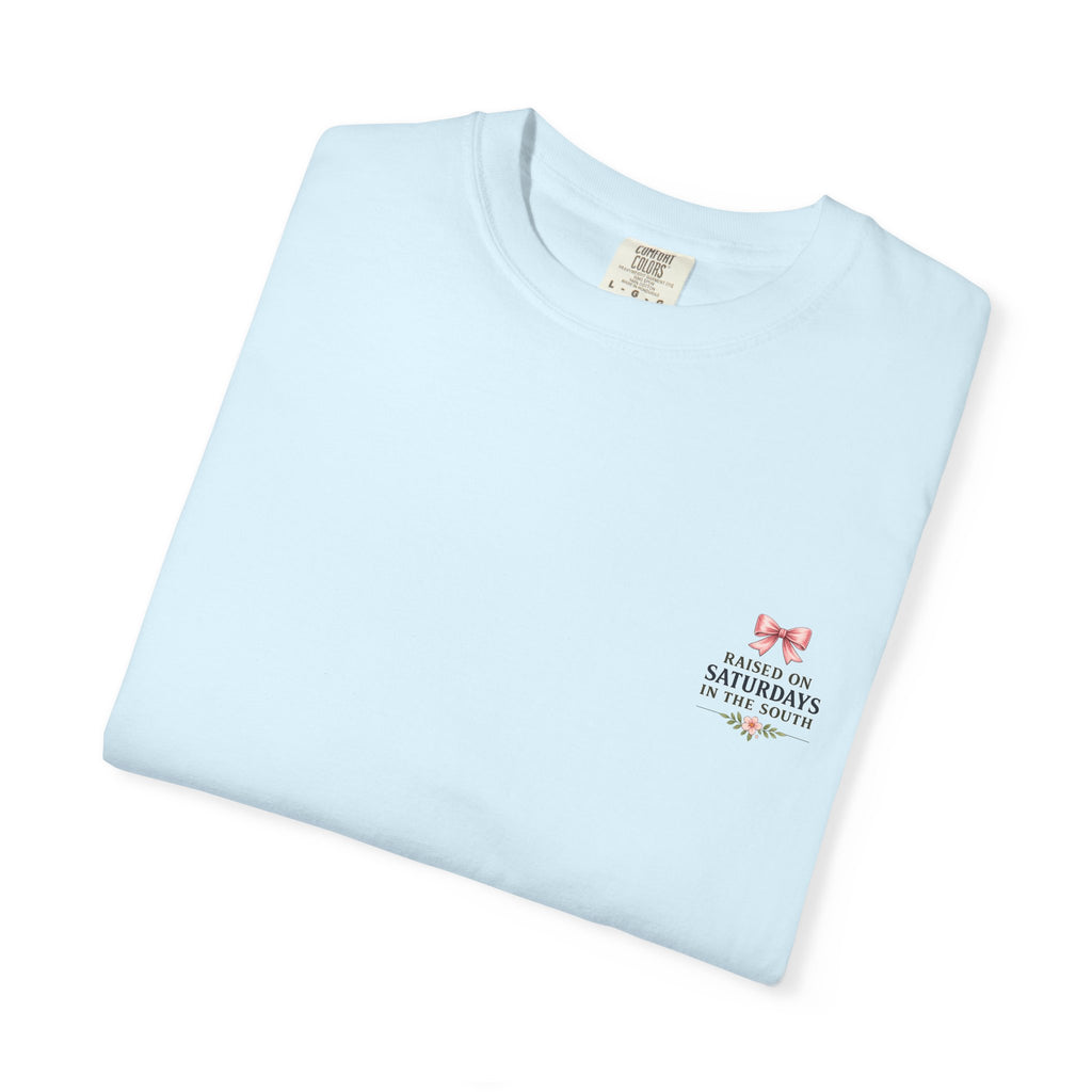 Raised On Saturdays In The South T-Shirt — Rustic Highland Cow
