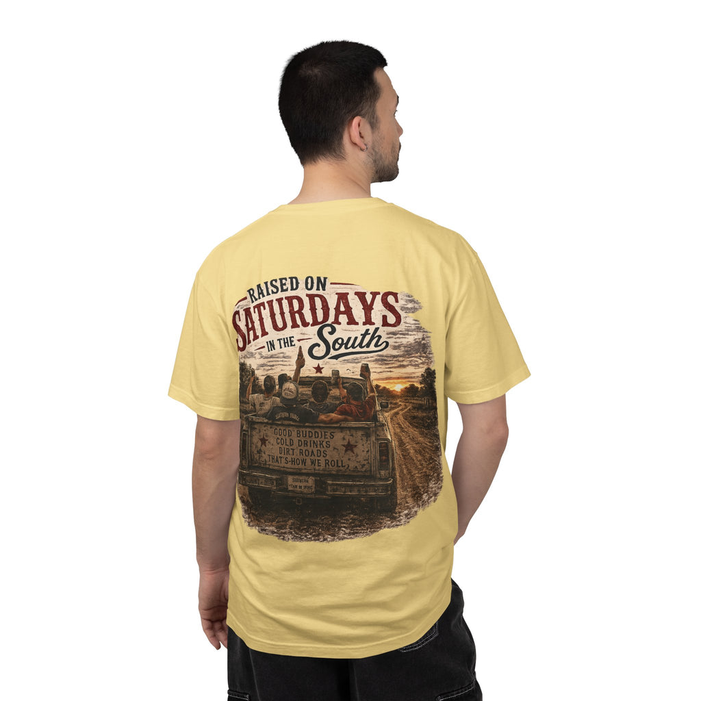 Raised On Saturdays In The South T‑Shirt — Good Riding Buddies Men's