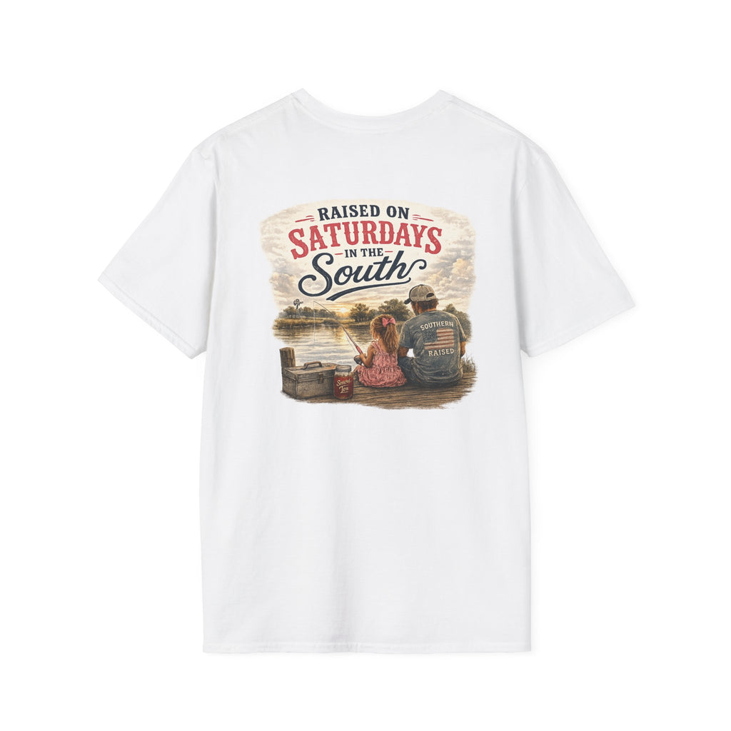Raised On Saturdays In The South Vintage T-Shirt-Girl Dad Fishing Buddy-Father's Day Collection