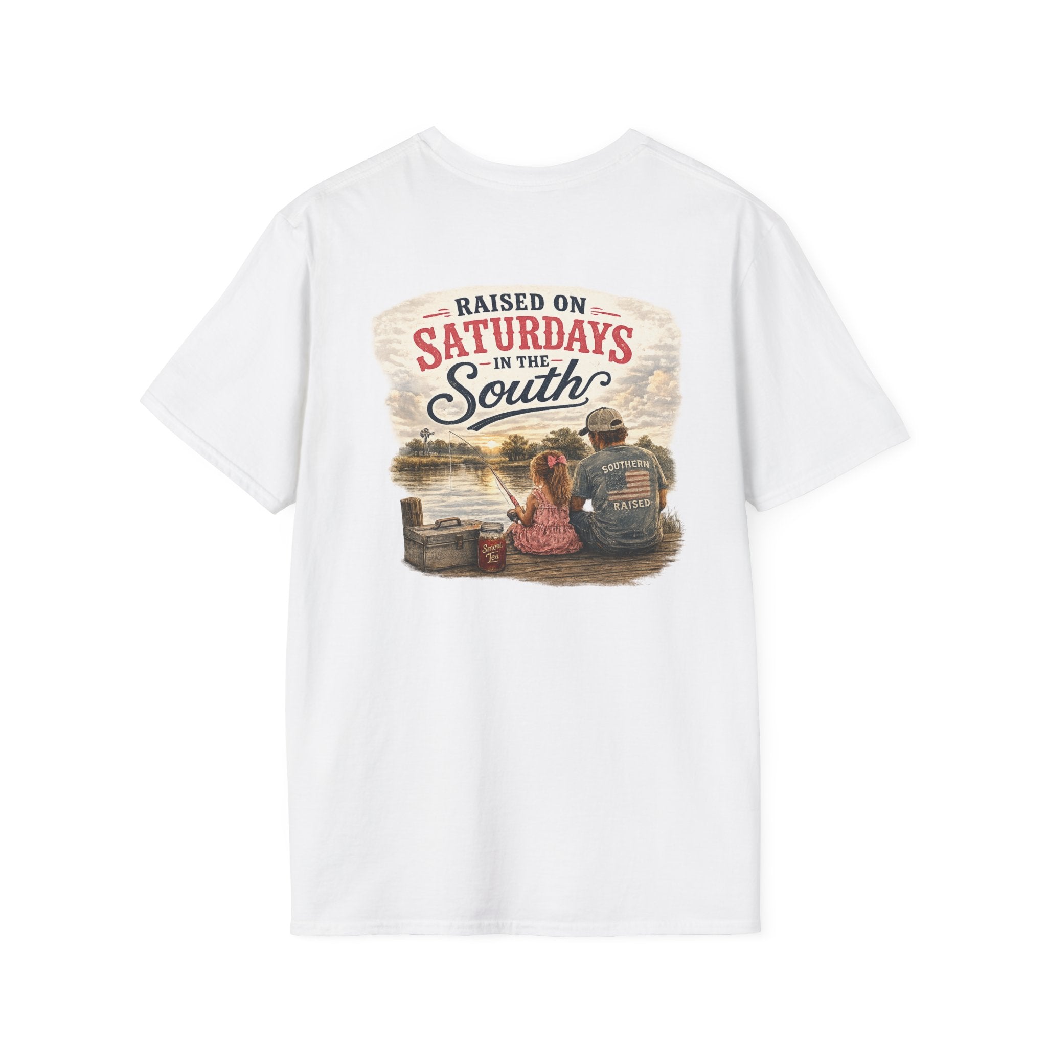 Raised On Saturdays In The South Vintage T-Shirt-Girl Dad Fishing Buddy-Father's Day Collection