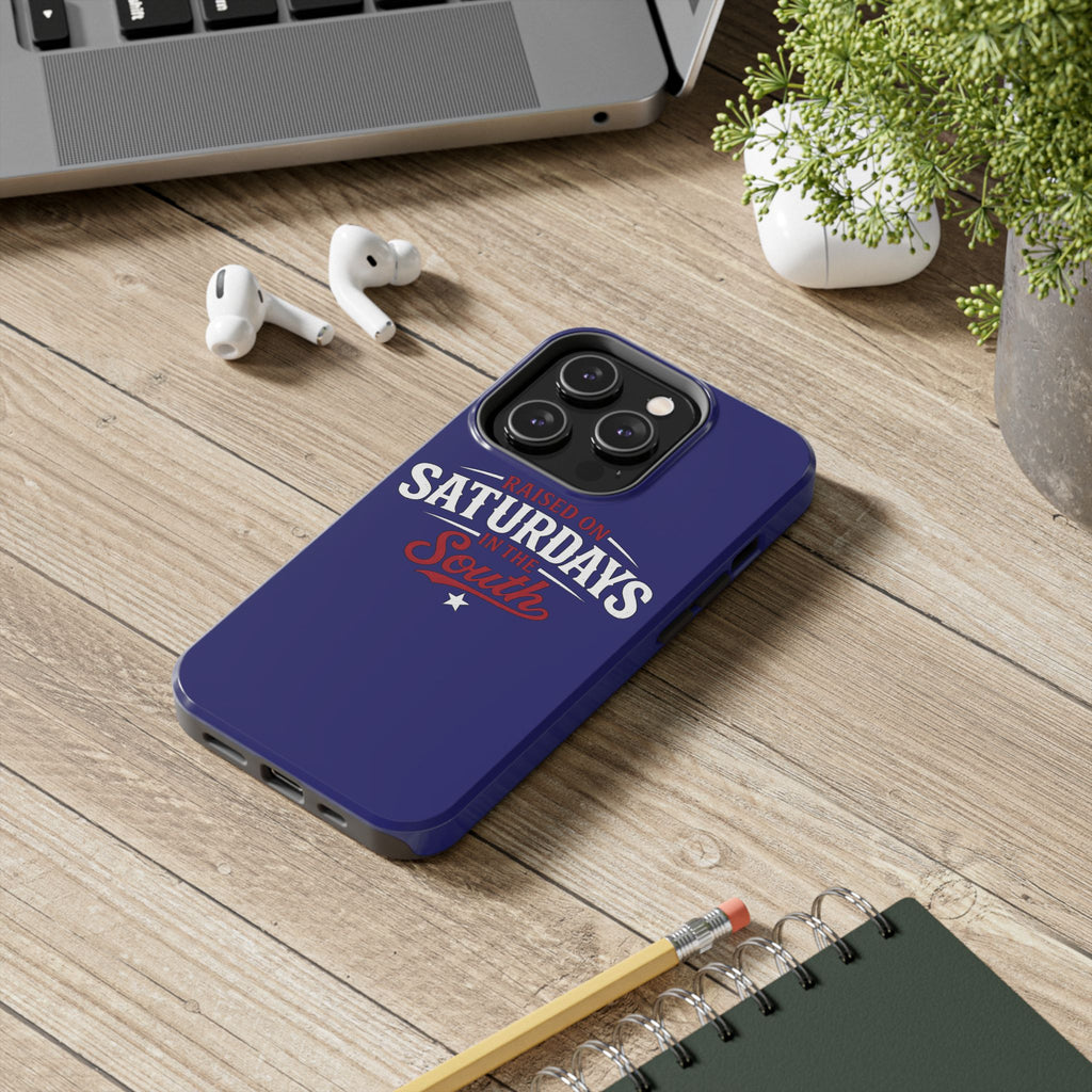 Raised on Saturdays in the South Phone Case-(blue)