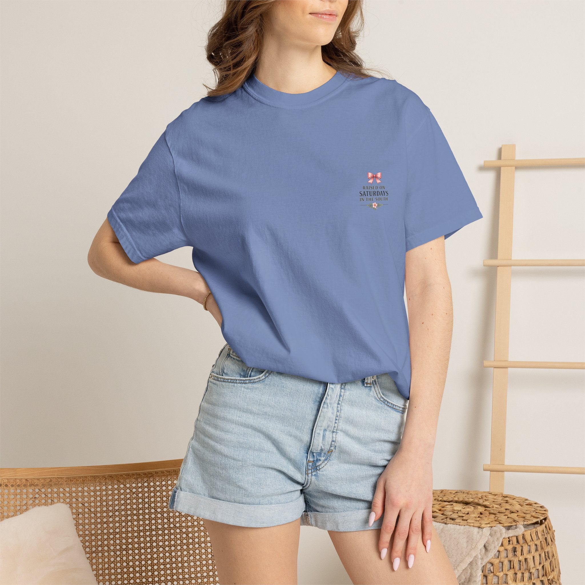 Raised On Saturdays In The South T-Shirt — Rustic Highland Cow