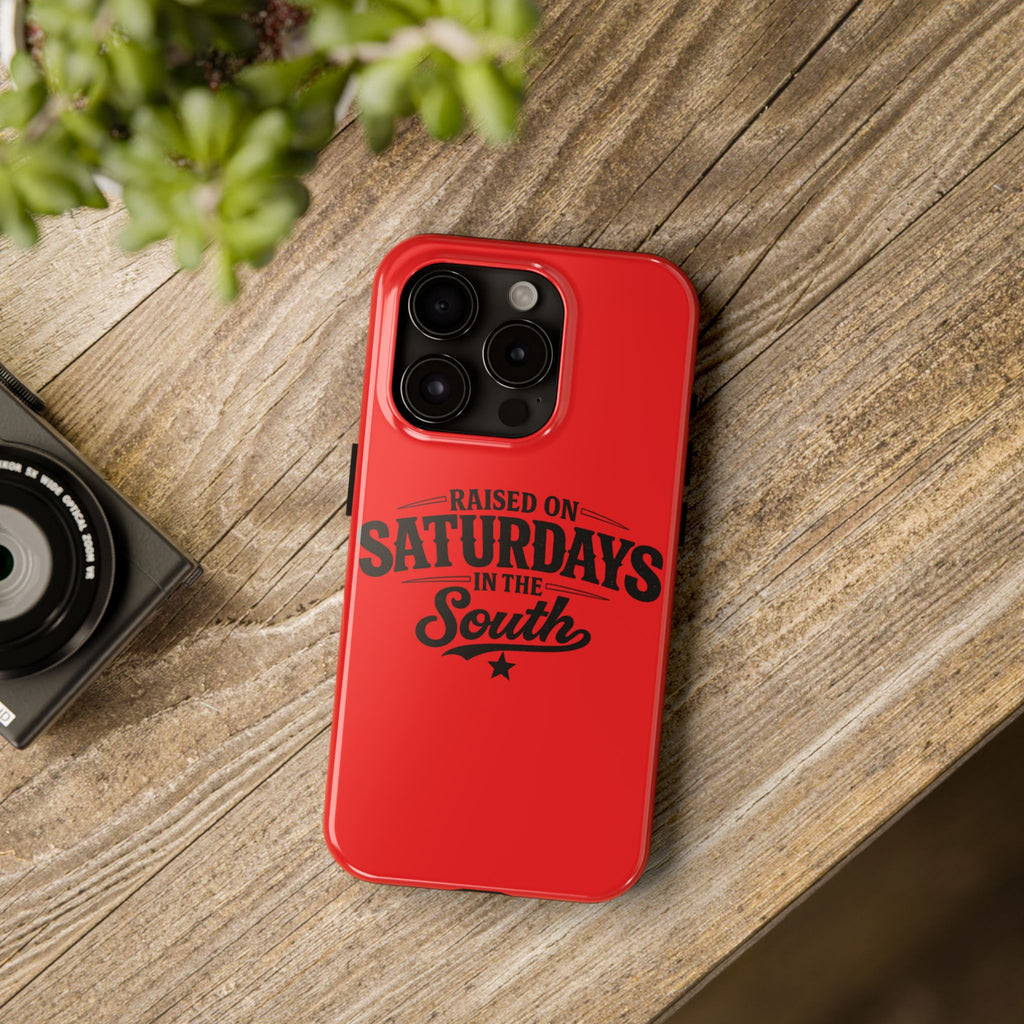 Raised On Saturdays In The South Phone Case-(red)