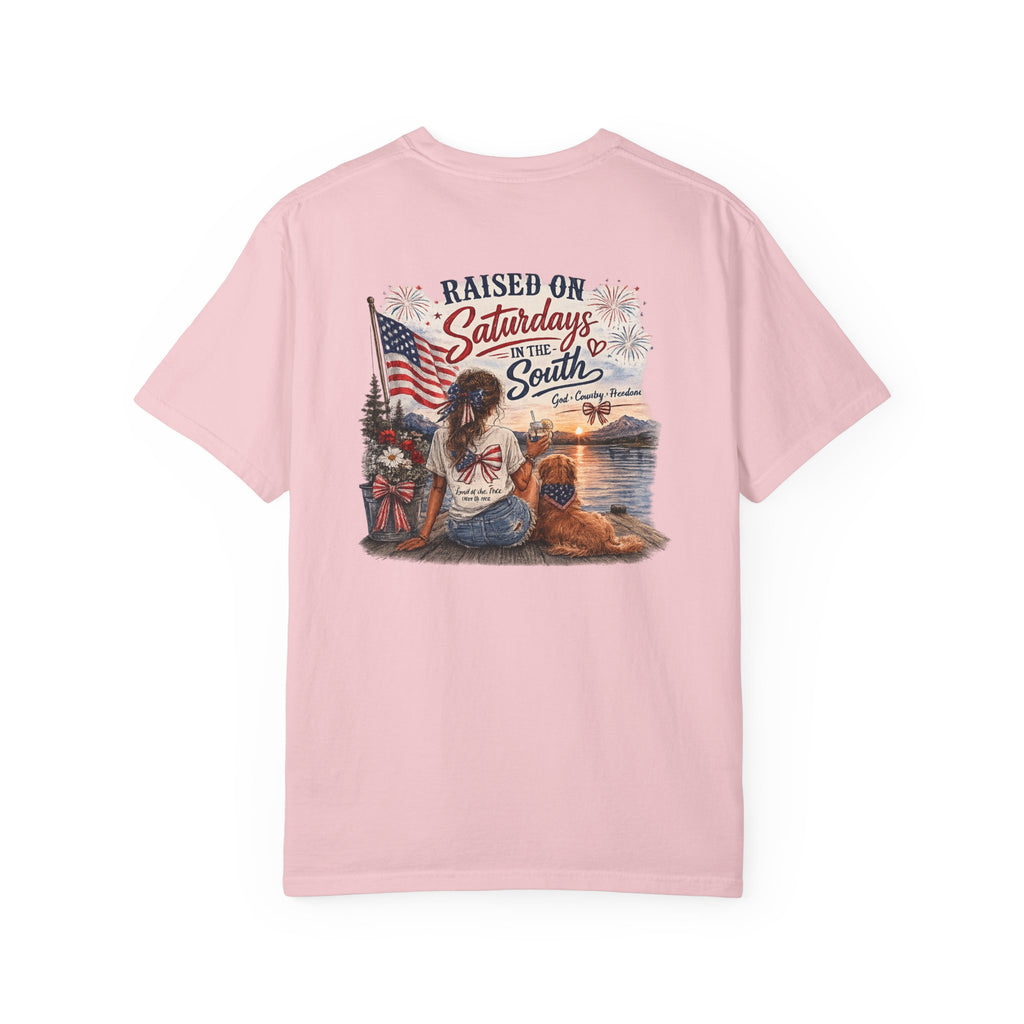 Raised On Saturdays In The South T-Shirt- 4th Of July lake Day