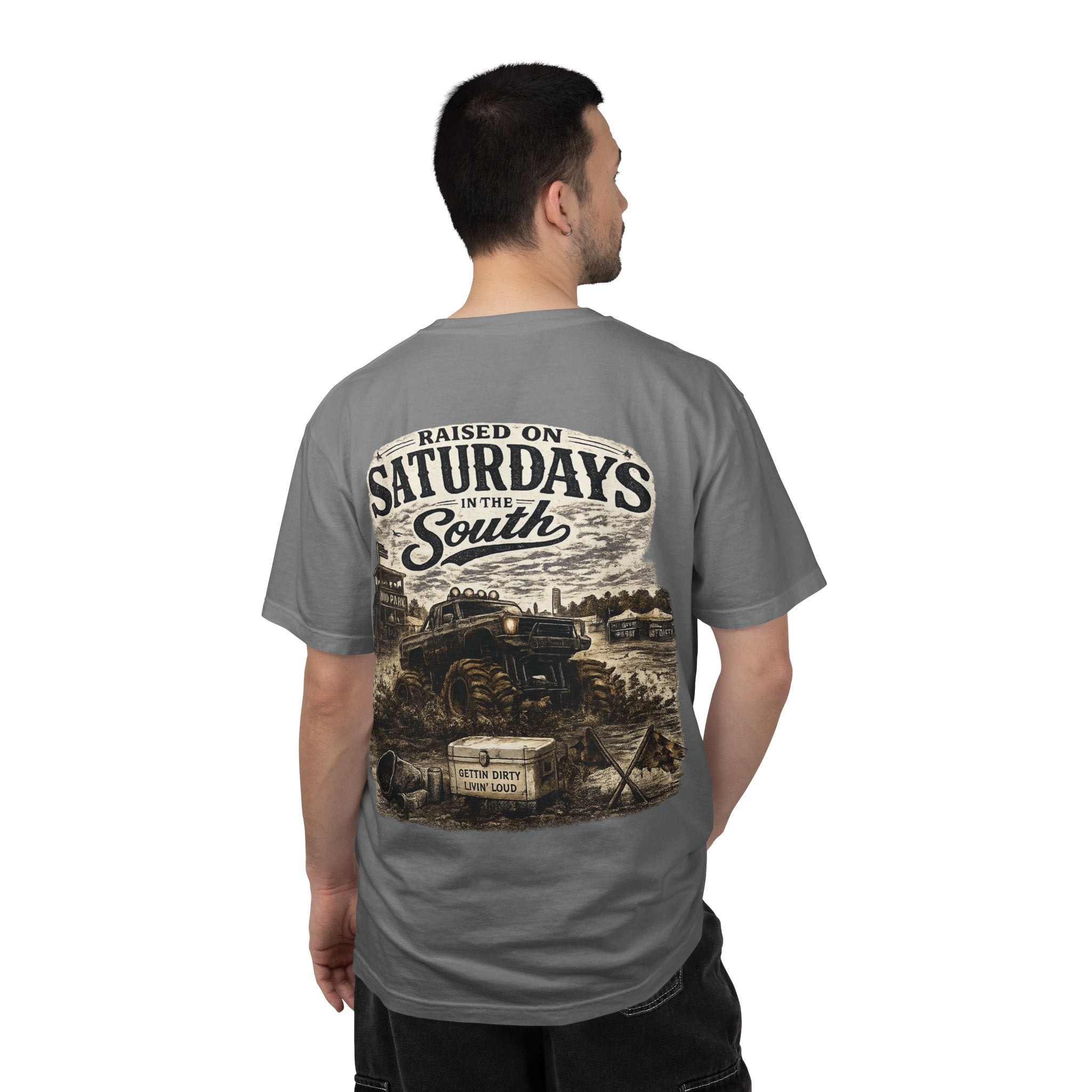 Raised On Saturdays In The South T-Shirt- Mud Park Saturdays