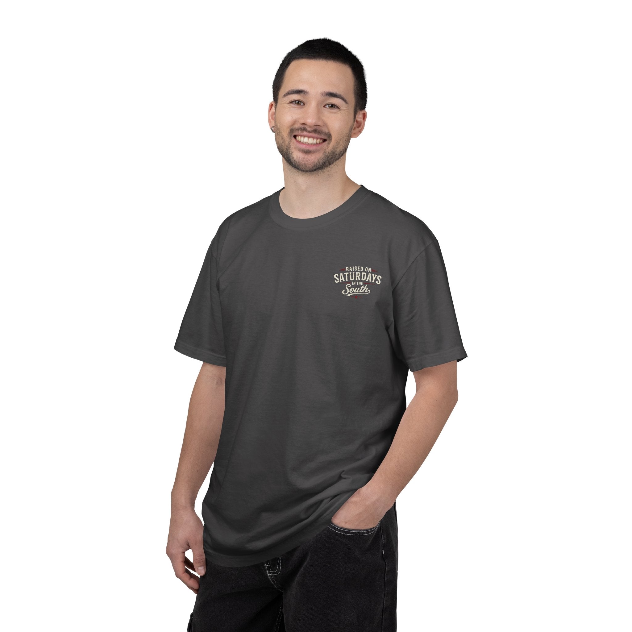 Raised On Saturdays In The South T‑Shirt — Good Riding Buddies Men's