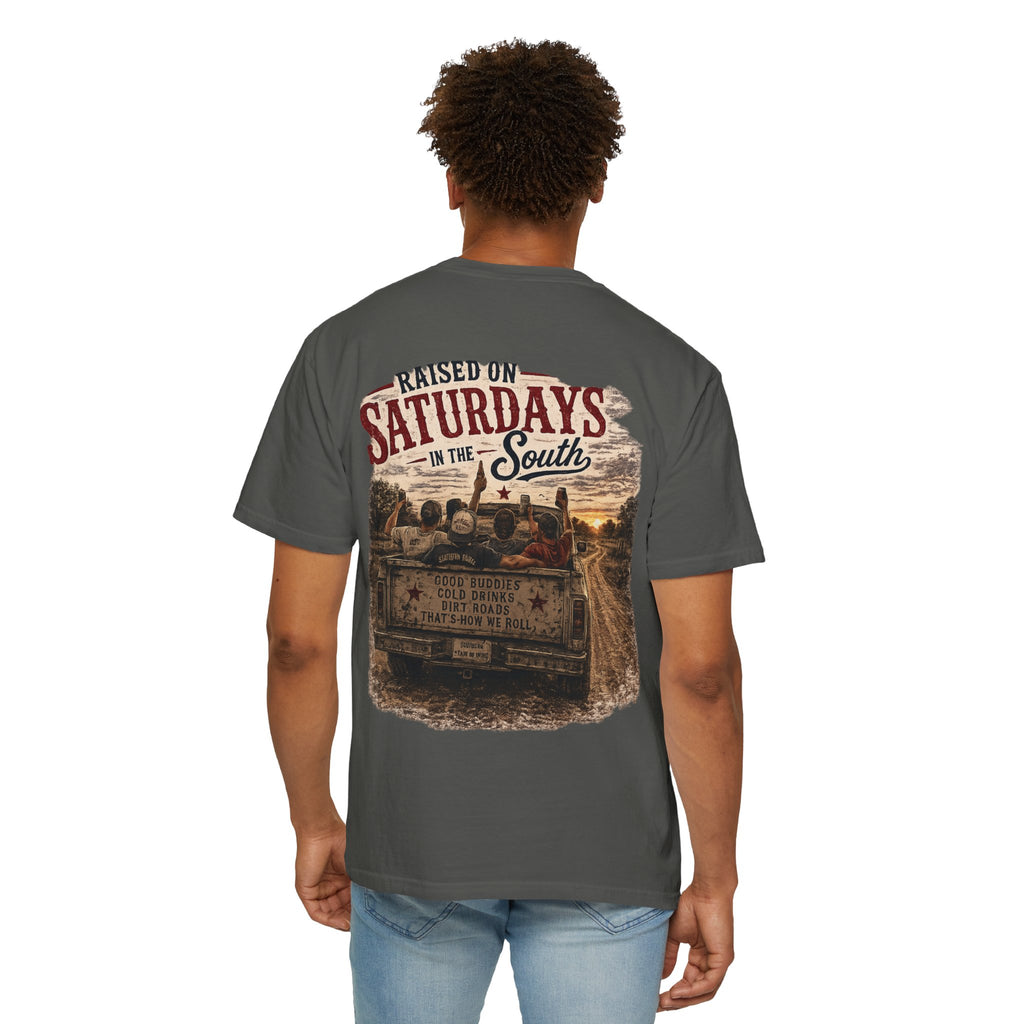Raised On Saturdays In The South T‑Shirt — Good Riding Buddies Men's