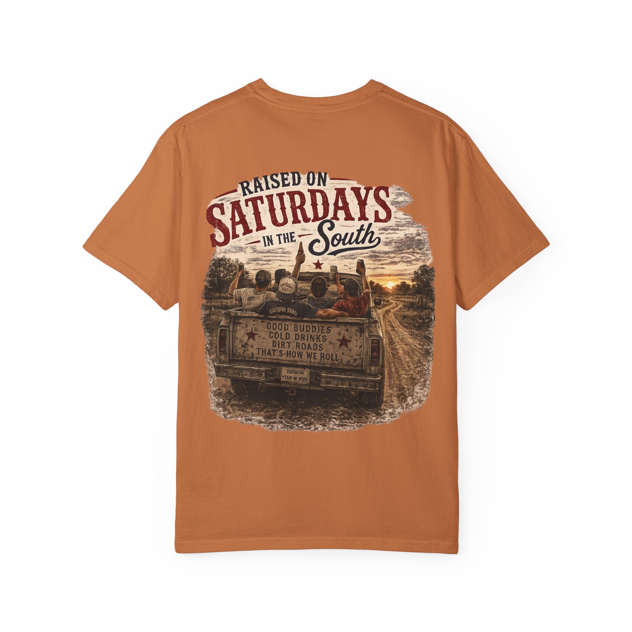 Raised On Saturdays In The South T‑Shirt — Good Riding Buddies Men's