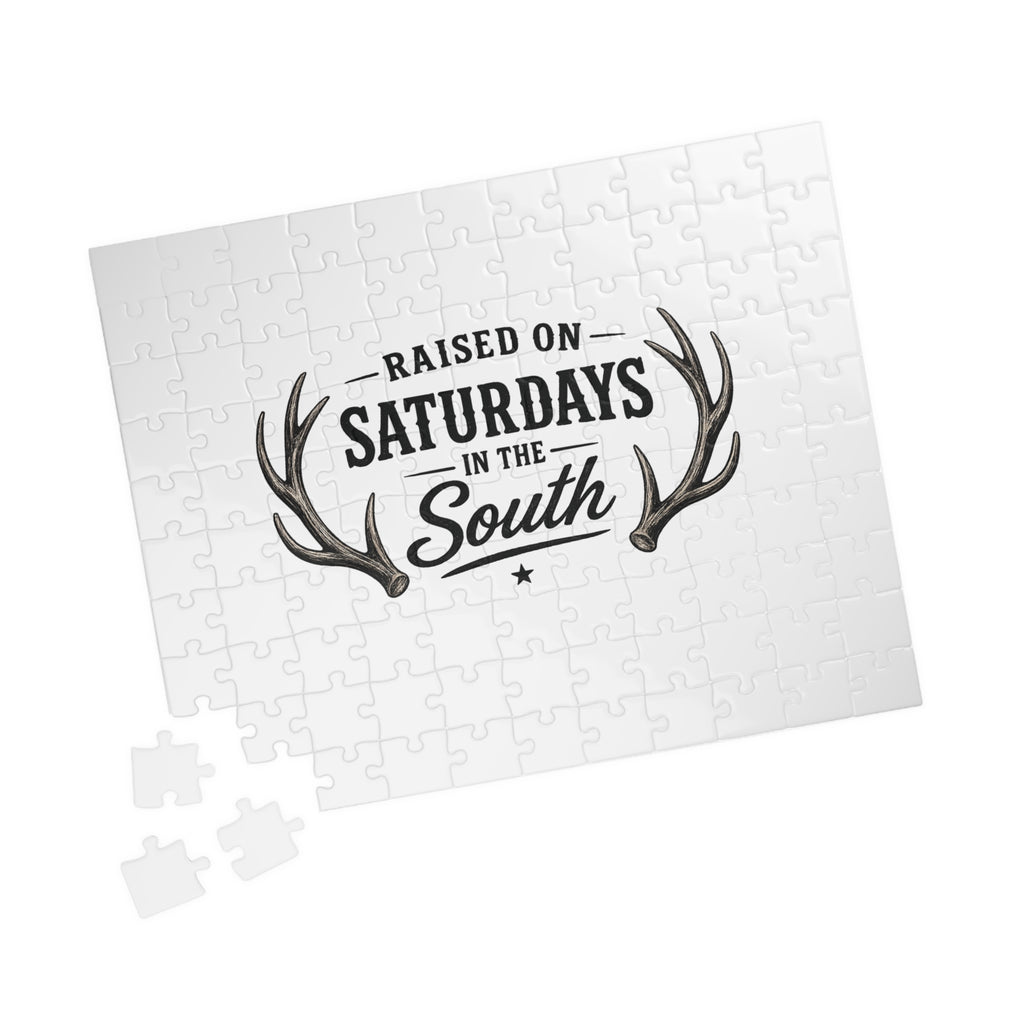 “Raised on Saturdays in the South” jigsaw puzzle-(white)