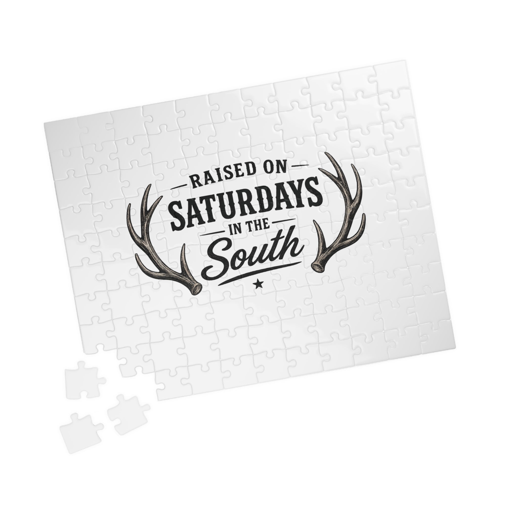 “Raised on Saturdays in the South” jigsaw puzzle-(white)