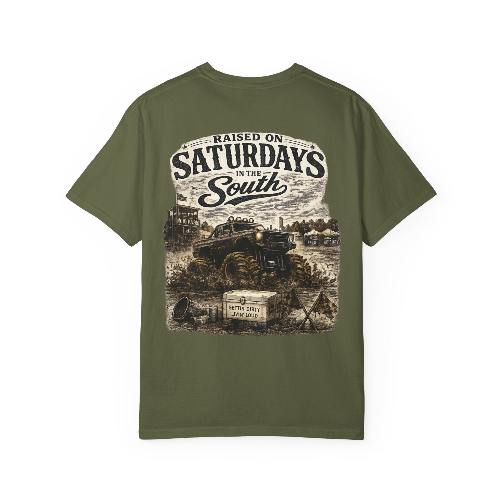 Raised On Saturdays In The South T-Shirt- Mud Park Saturdays