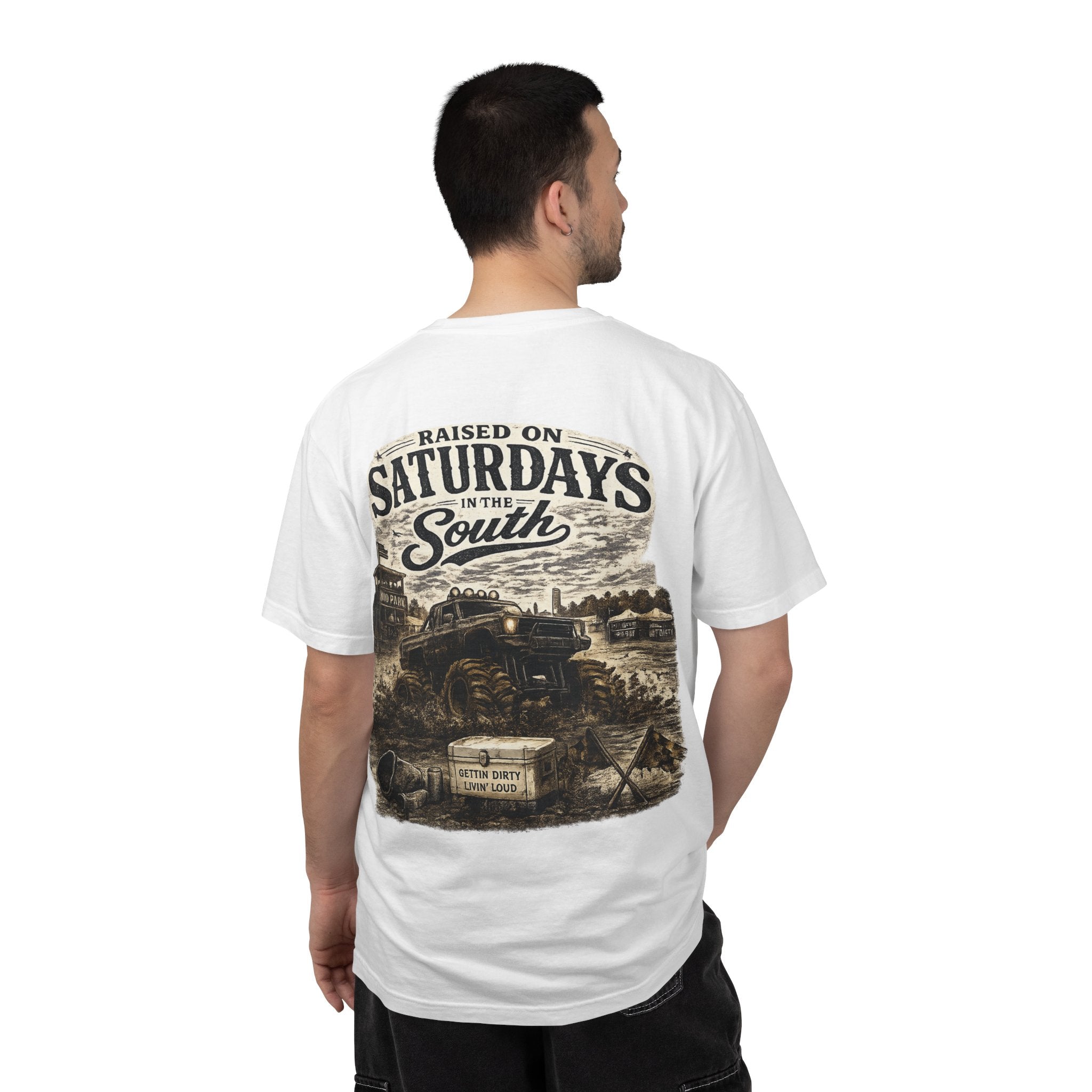 Raised On Saturdays In The South T-Shirt- Mud Park Saturdays
