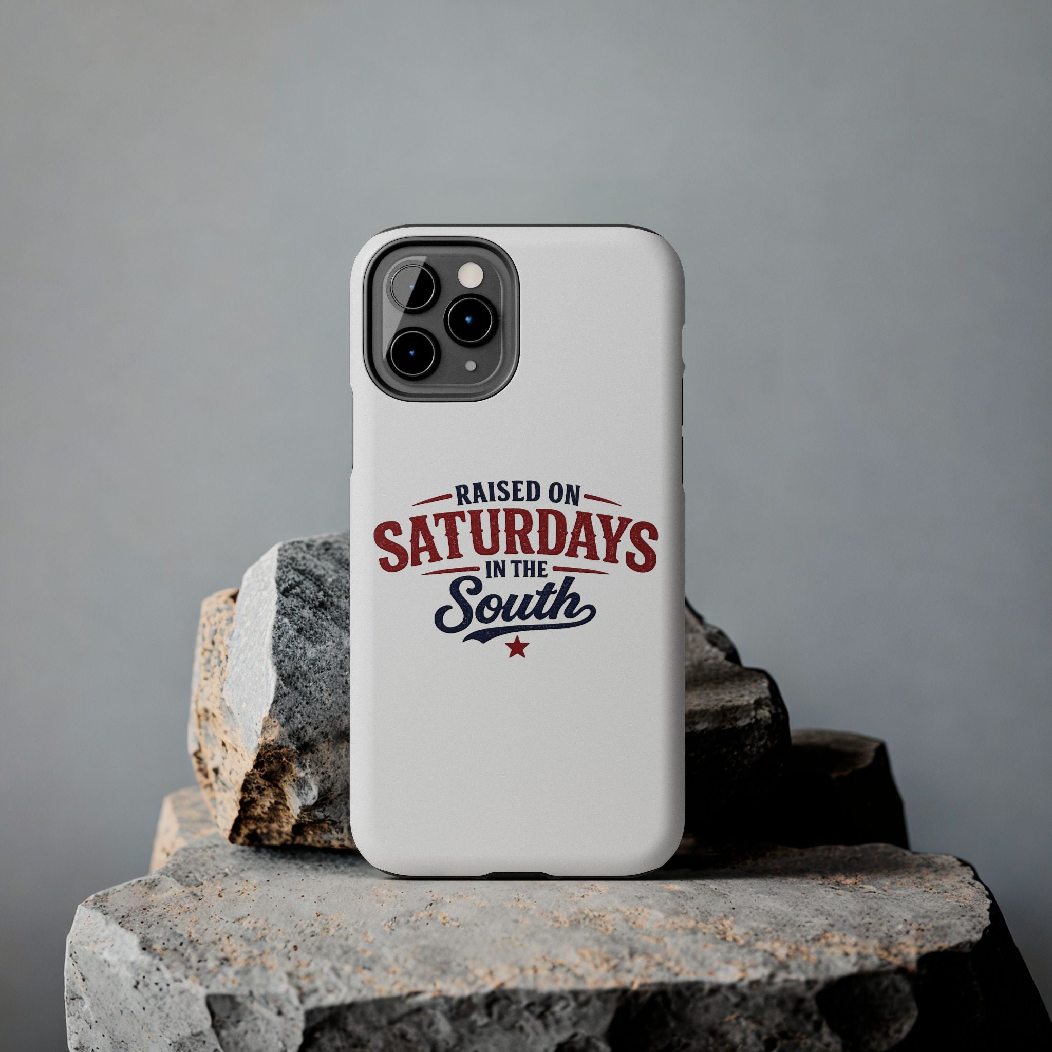Raised On Saturdays In The South Phone Case- (white)
