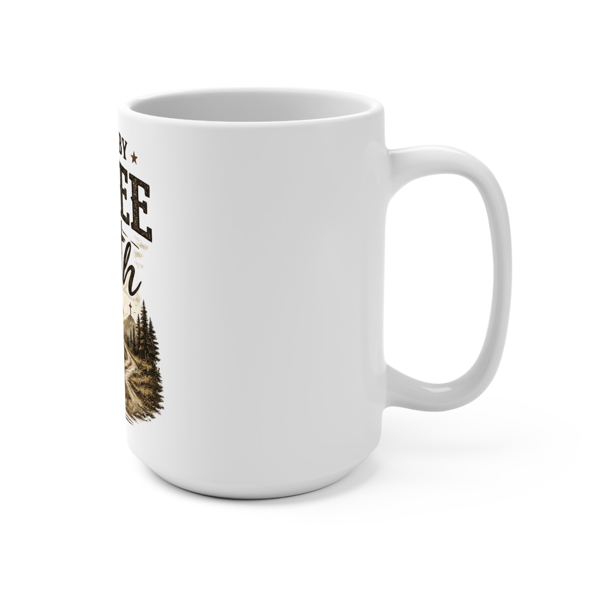 Raised On Saturdays In The South -Fueled by Coffee and Faith Ceramic Mug — 15oz