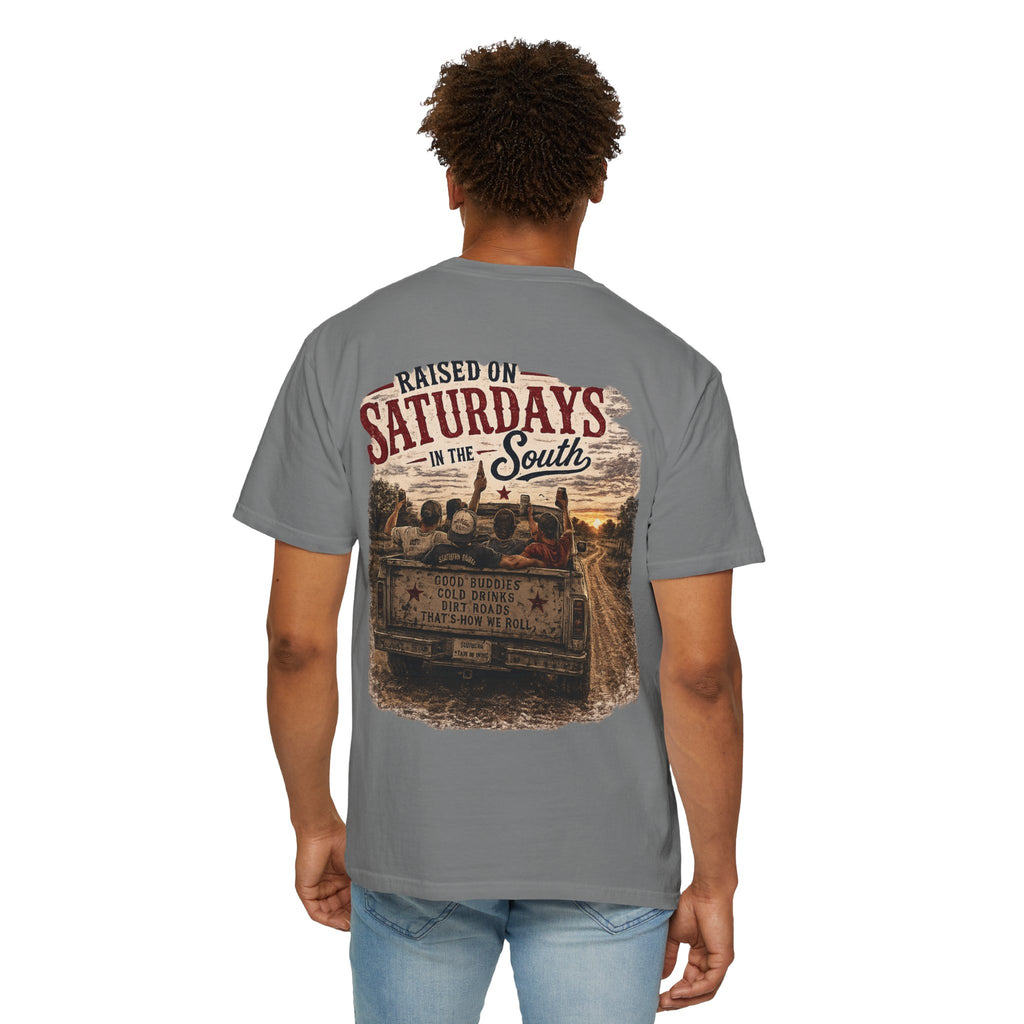 Raised On Saturdays In The South T‑Shirt — Good Riding Buddies Men's