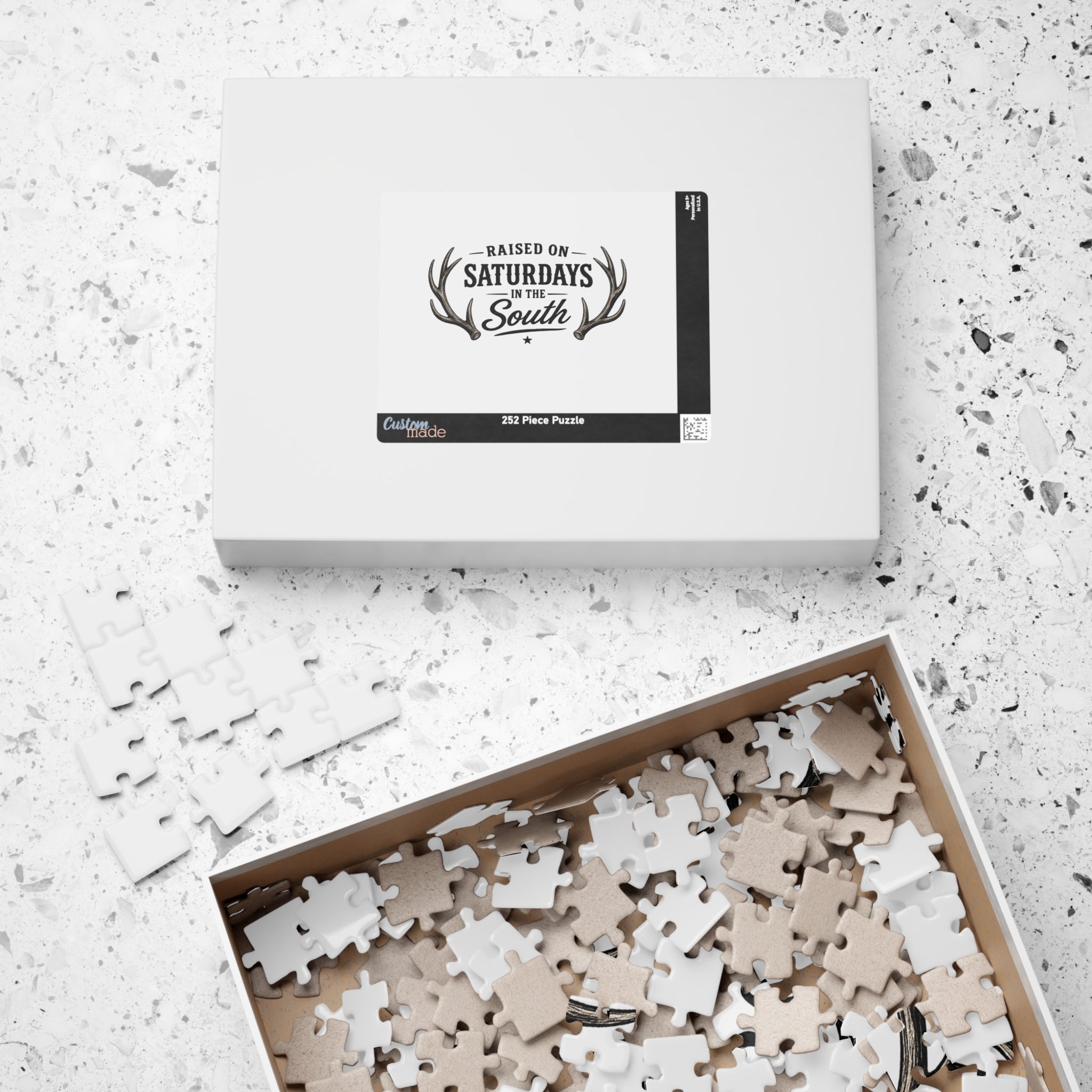 “Raised on Saturdays in the South” jigsaw puzzle-(white)
