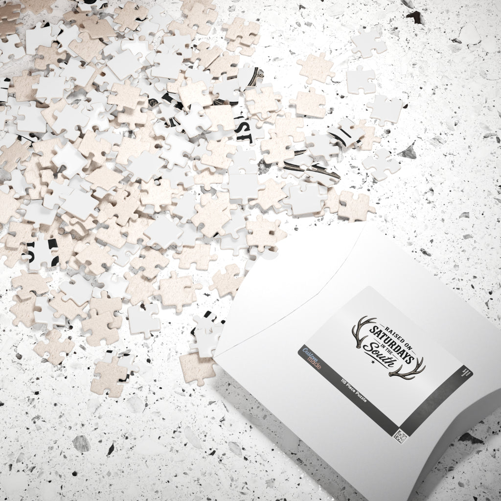 “Raised on Saturdays in the South” jigsaw puzzle-(white)