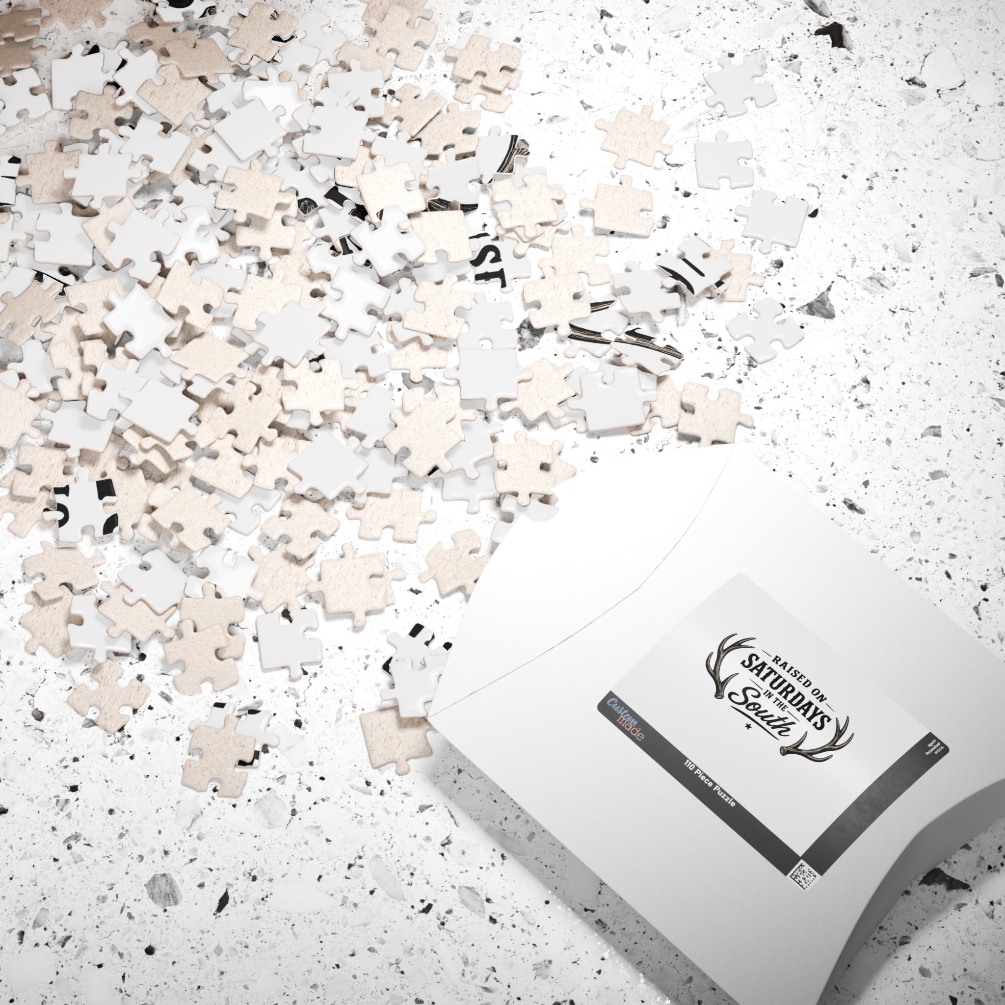 “Raised on Saturdays in the South” jigsaw puzzle-(white)
