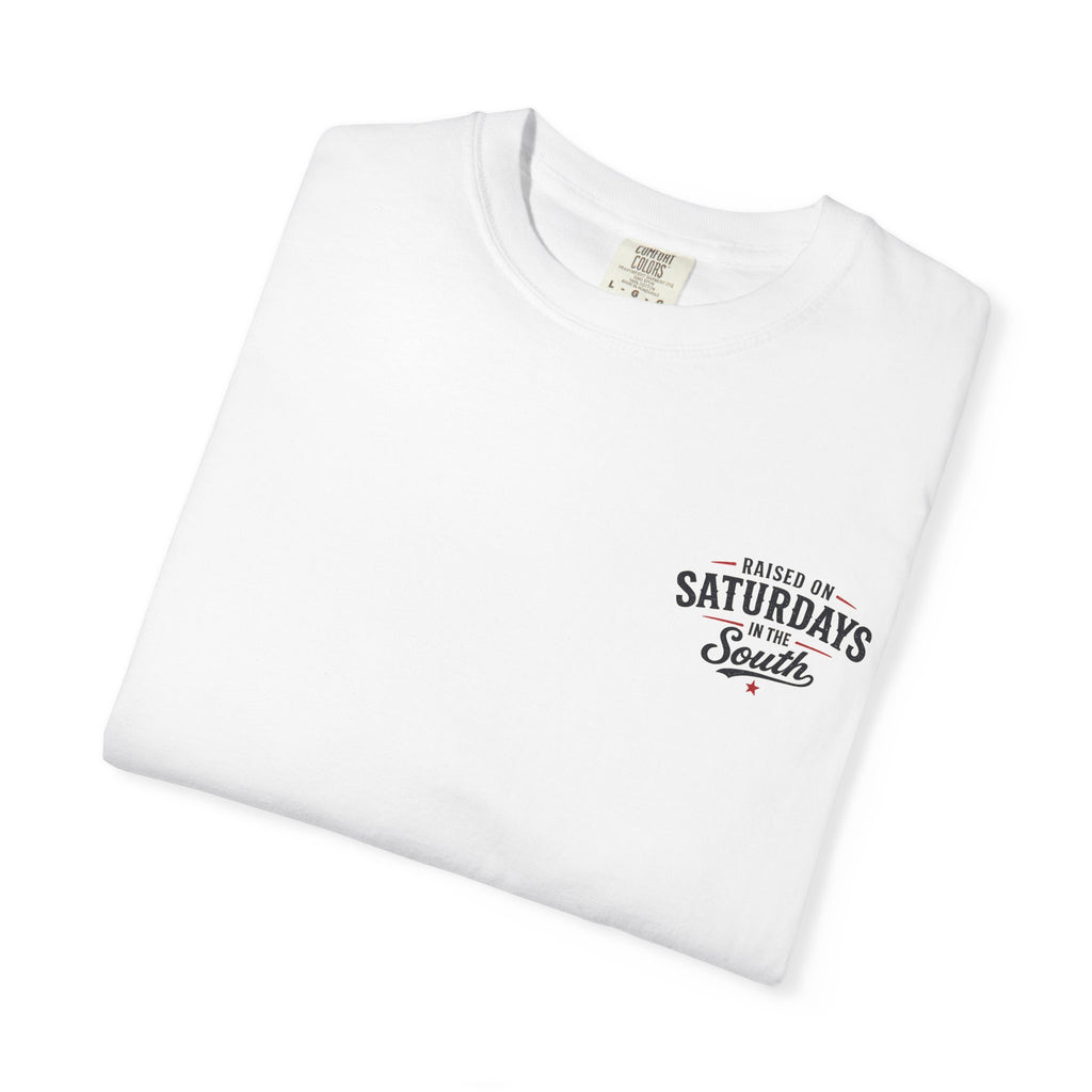 Raised On Saturdays In The South T-Shirt — Country Farm Girl Sunset