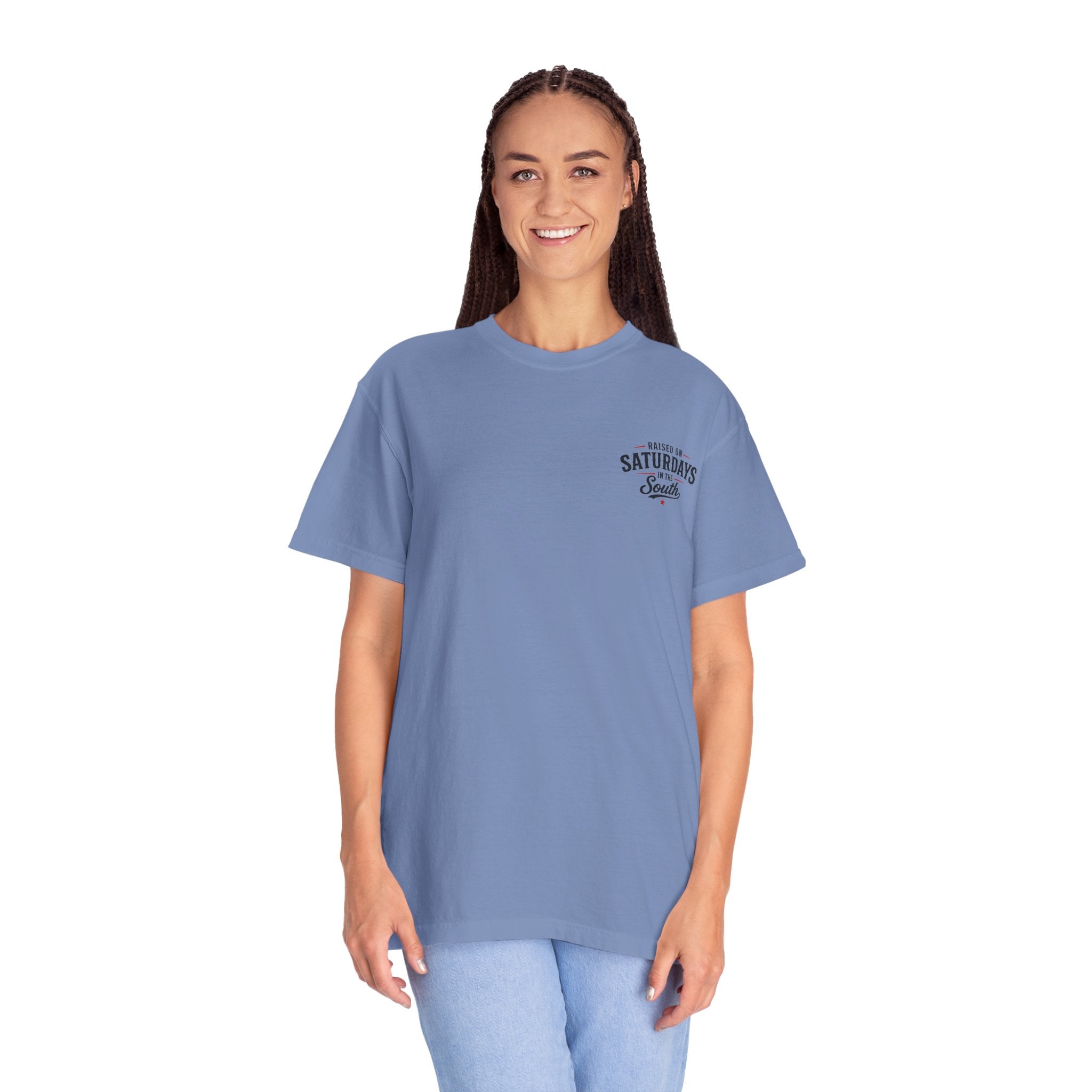 Raised On Saturdays In The South T-Shirt — Country Farm Girl Sunset