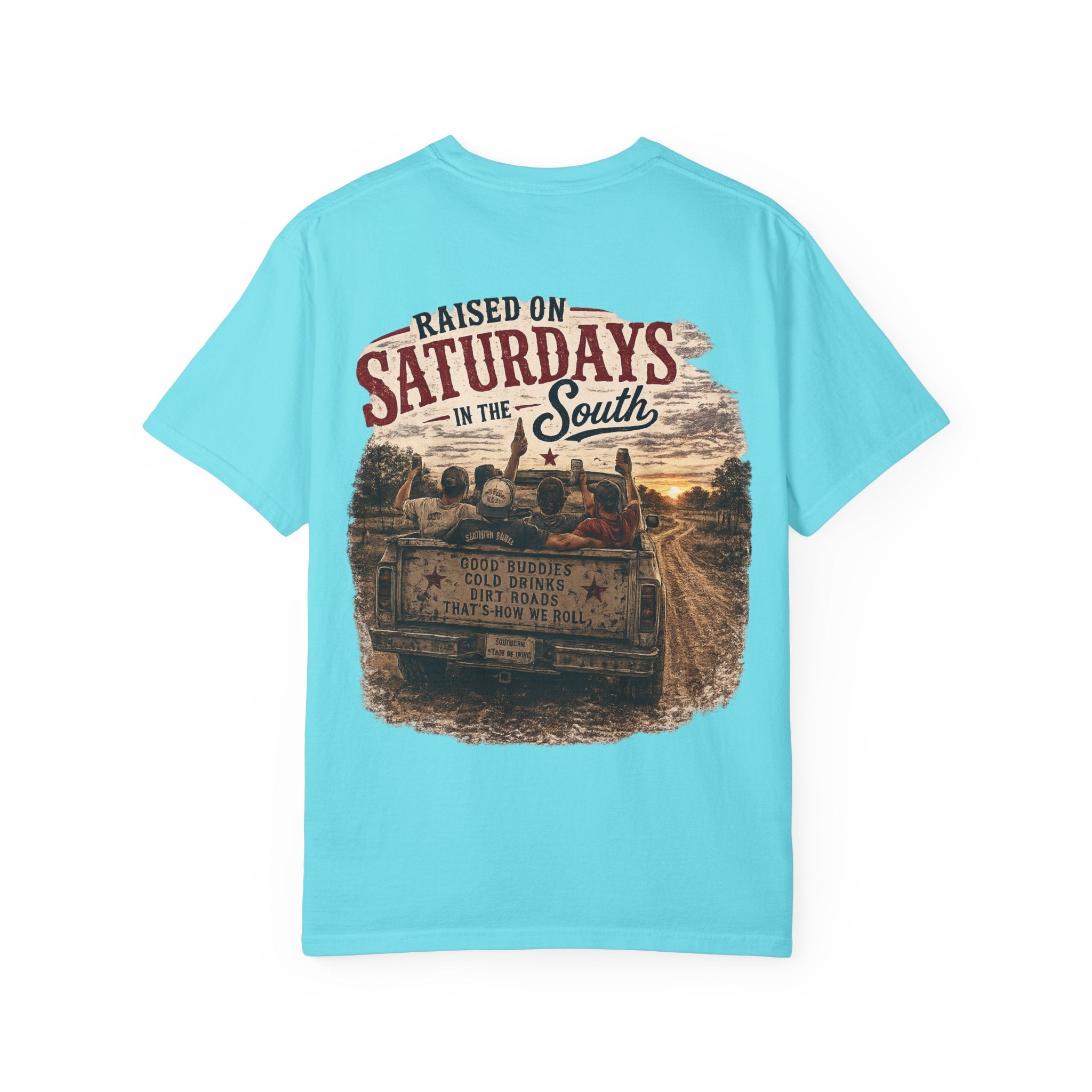 Raised On Saturdays In The South T‑Shirt — Good Riding Buddies Men's