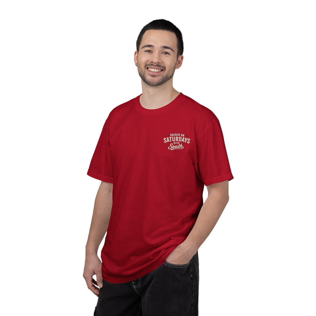 Raised On Saturdays In The South T-Shirt- Mud Park Saturdays
