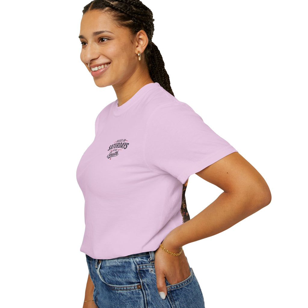 Raised On Saturdays In The South T-Shirt — Country Farm Girl Sunset