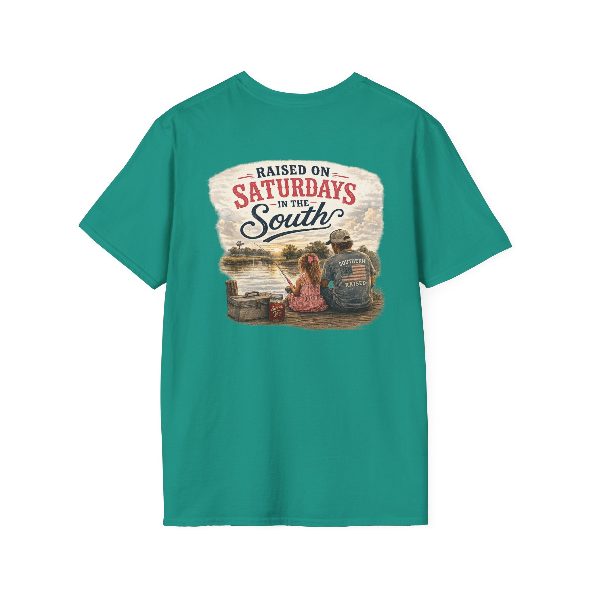 Raised On Saturdays In The South Vintage T-Shirt-Girl Dad Fishing Buddy-Father's Day Collection