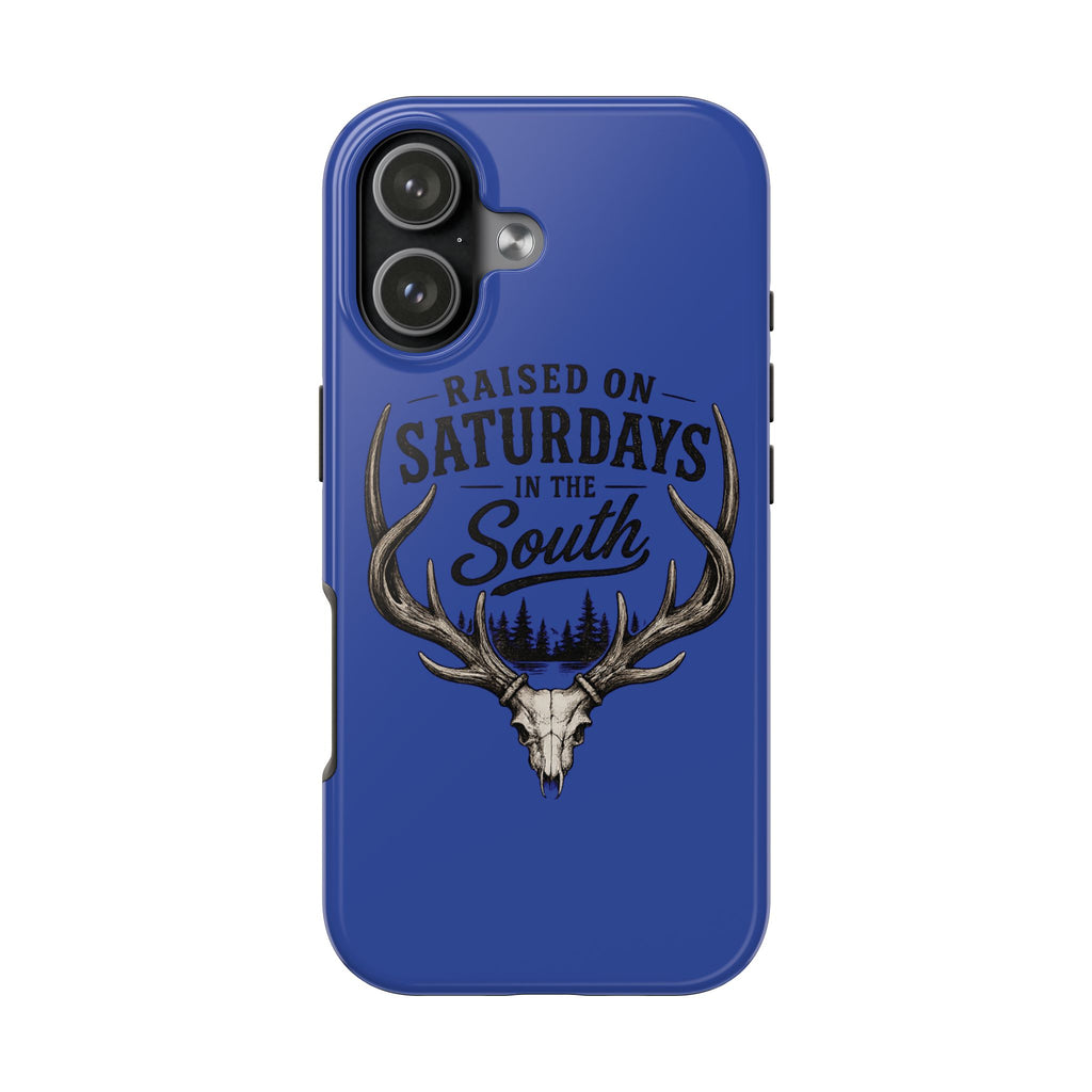 Raised On Saturdays In The South Phone Case - The Spread Runs Deep In The Woods-(blue)