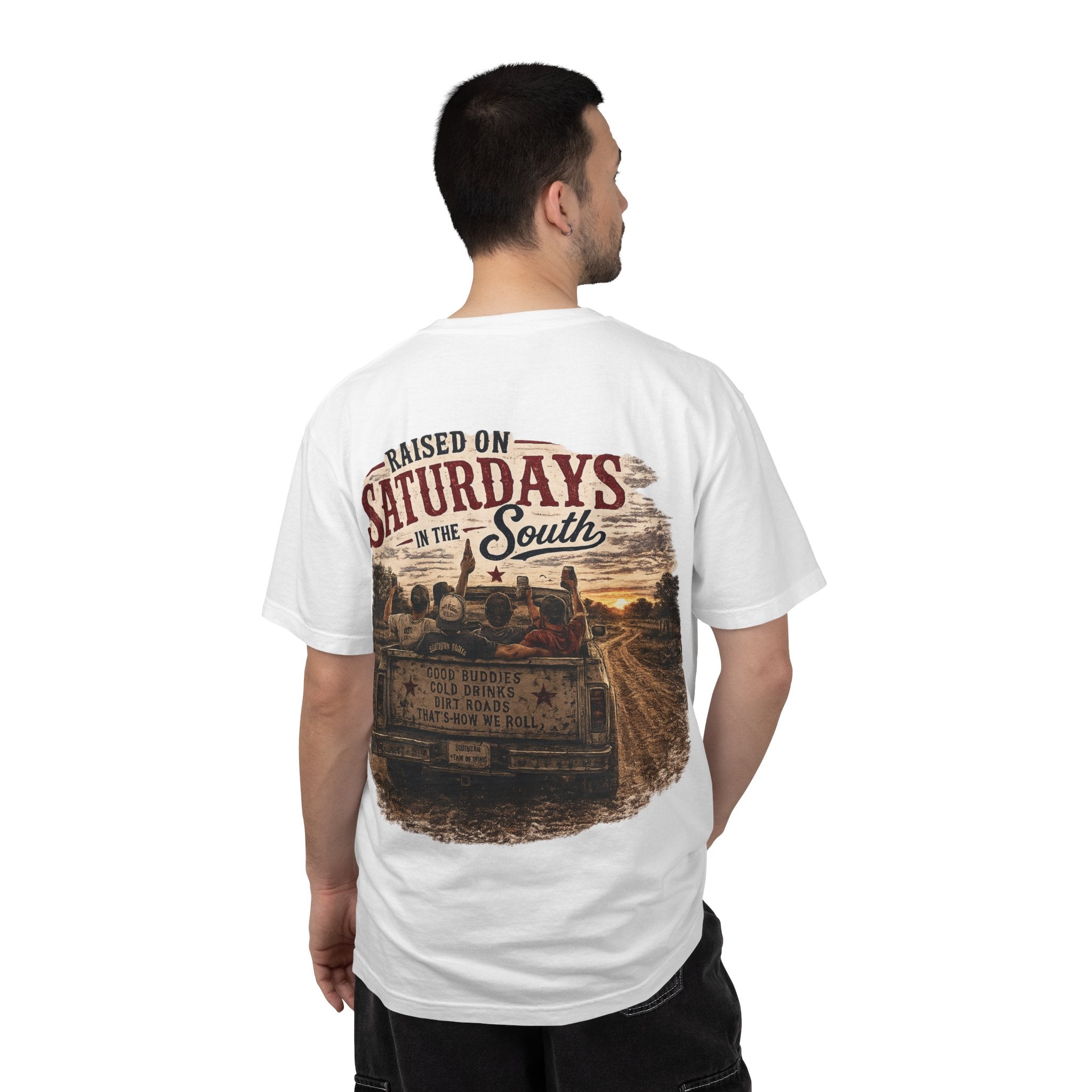 Raised On Saturdays In The South T‑Shirt — Good Riding Buddies Men's